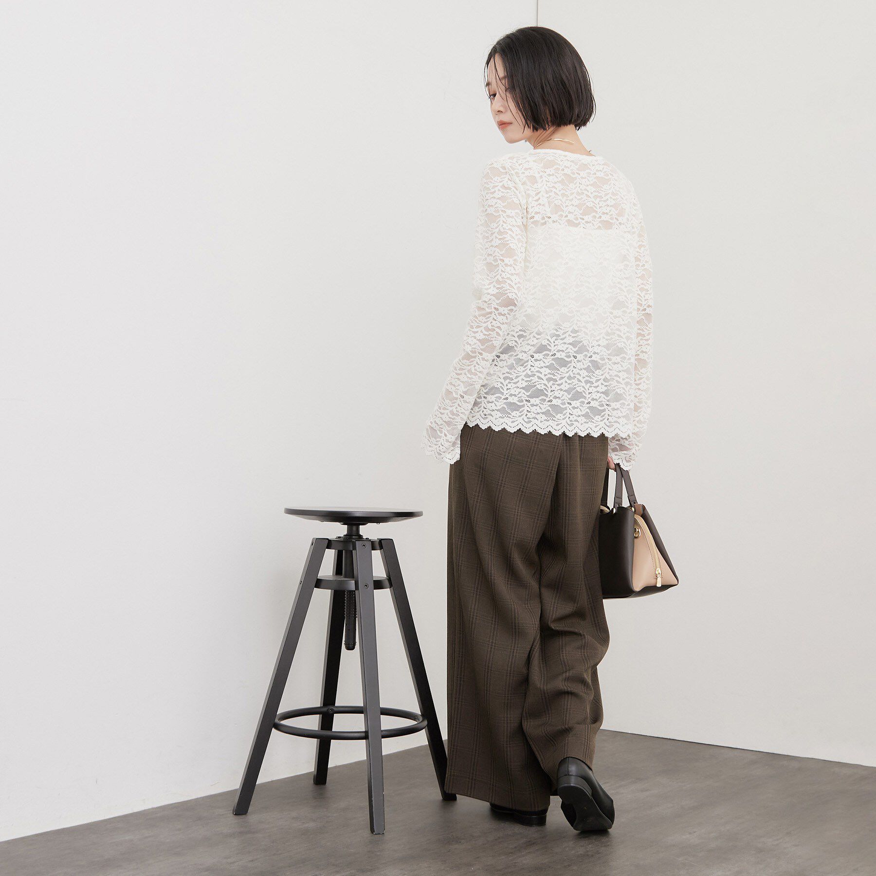 OPAQUE.CLIP「レースベロア トップス【洗濯機OK】」|Tシャツ・カットソー|