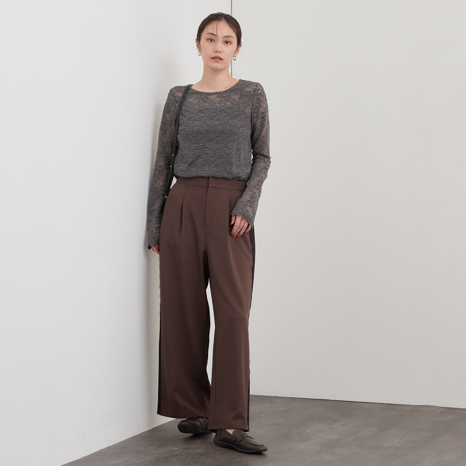 OPAQUE.CLIP「レースベロア トップス【洗濯機OK】」|Tシャツ・カットソー|