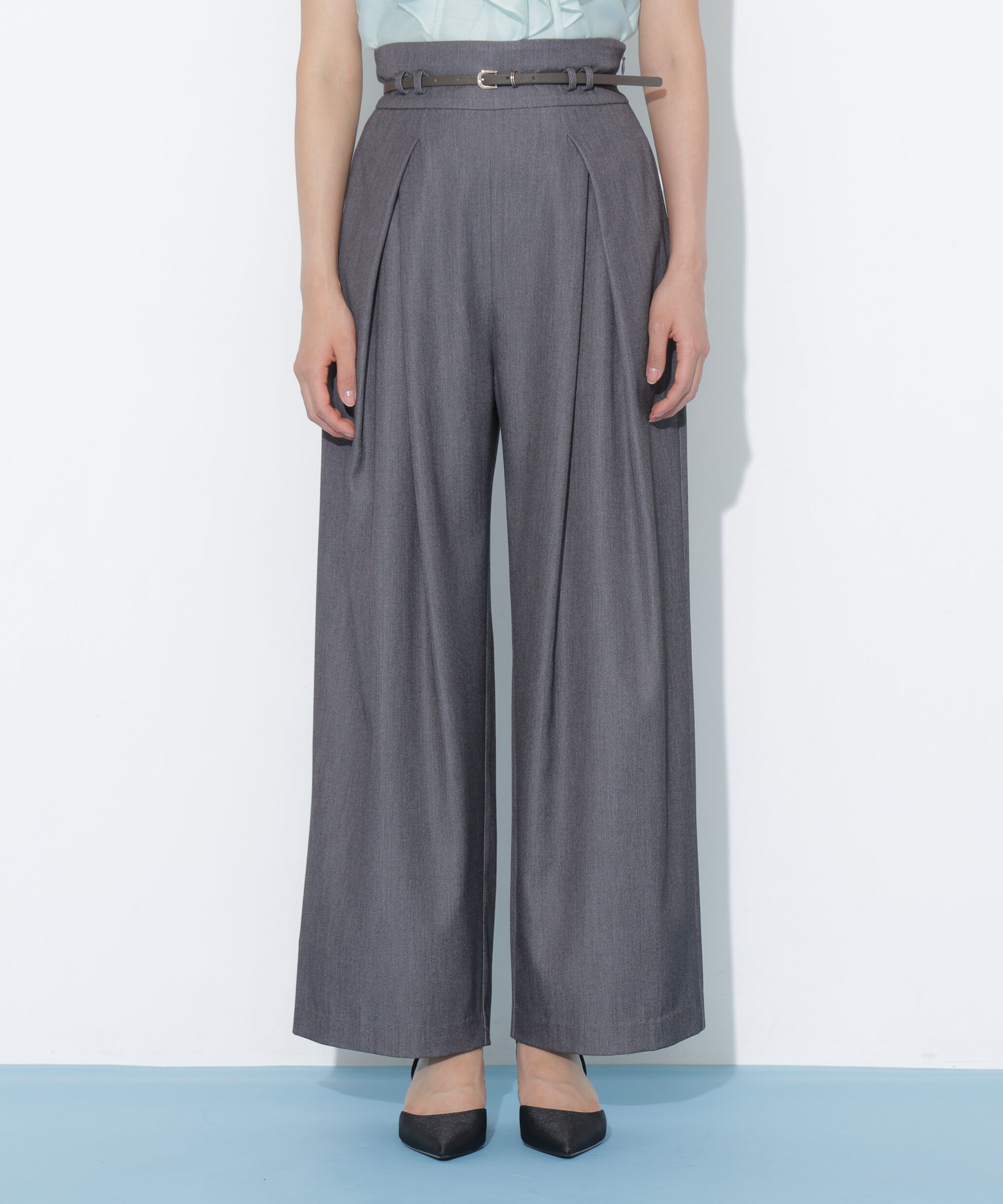  「合皮ベルト付ワイドパンツ」|その他|