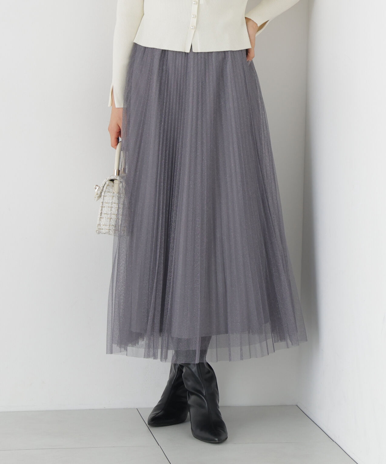 PROPORTION BODY DRESSING「《EDIT COLOGNE》ラメプリーツスカート26SS」|スカート|