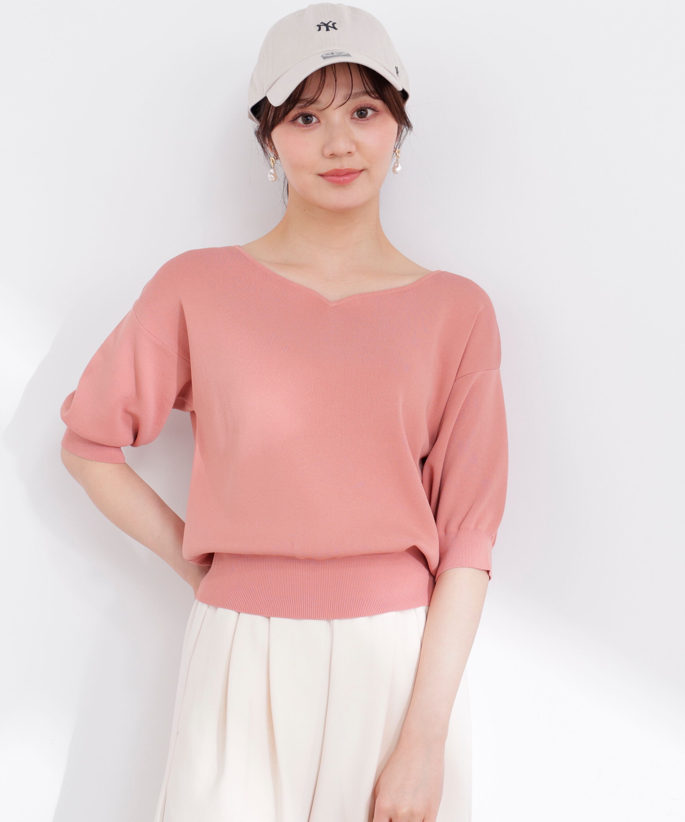 PROPORTION BODY DRESSING「5分袖ハートカットドルマンニット 26SS」|ニット・セーター|