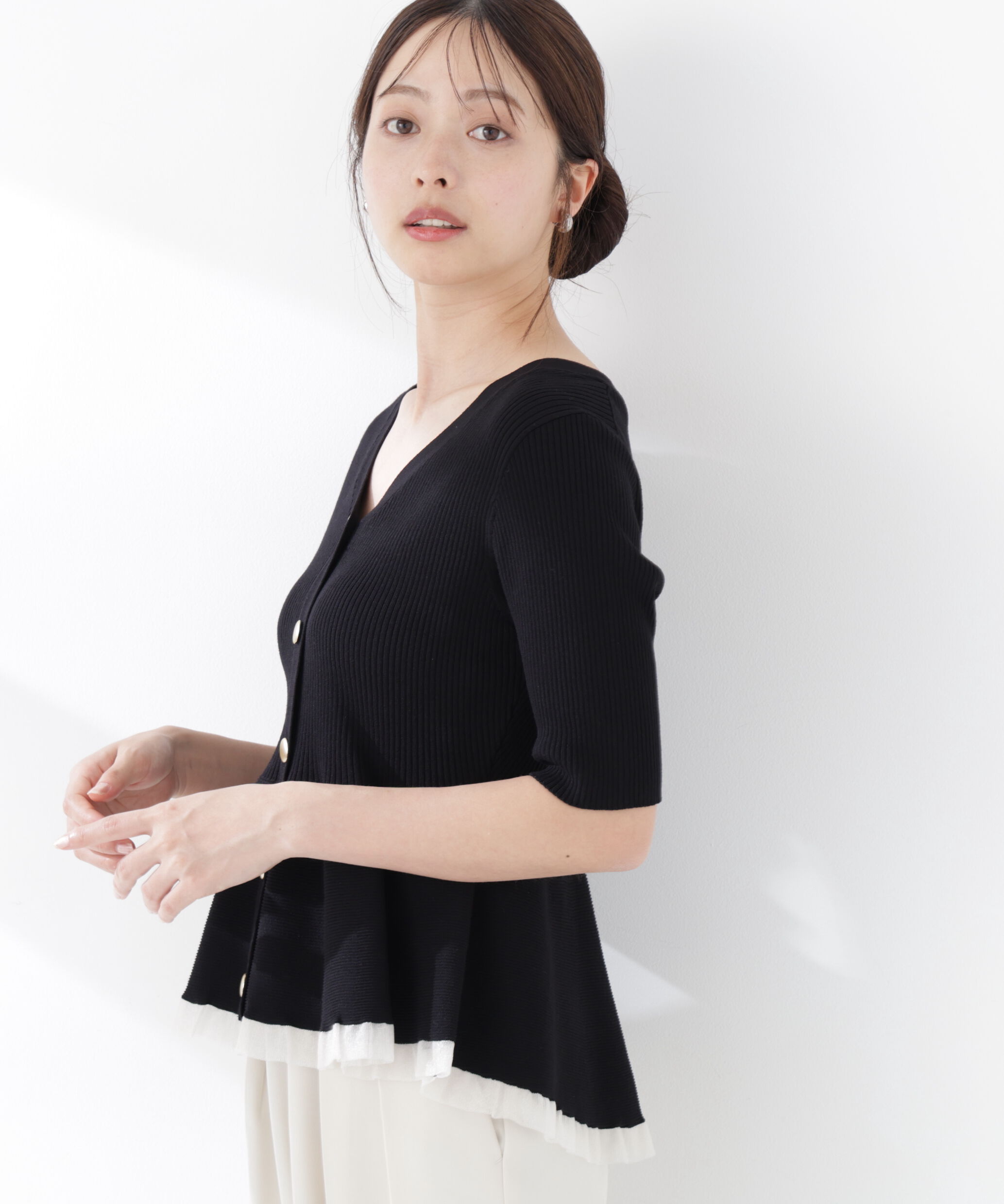 PROPORTION BODY DRESSING「部分シアーペプラムニット」|ニット・セーター|