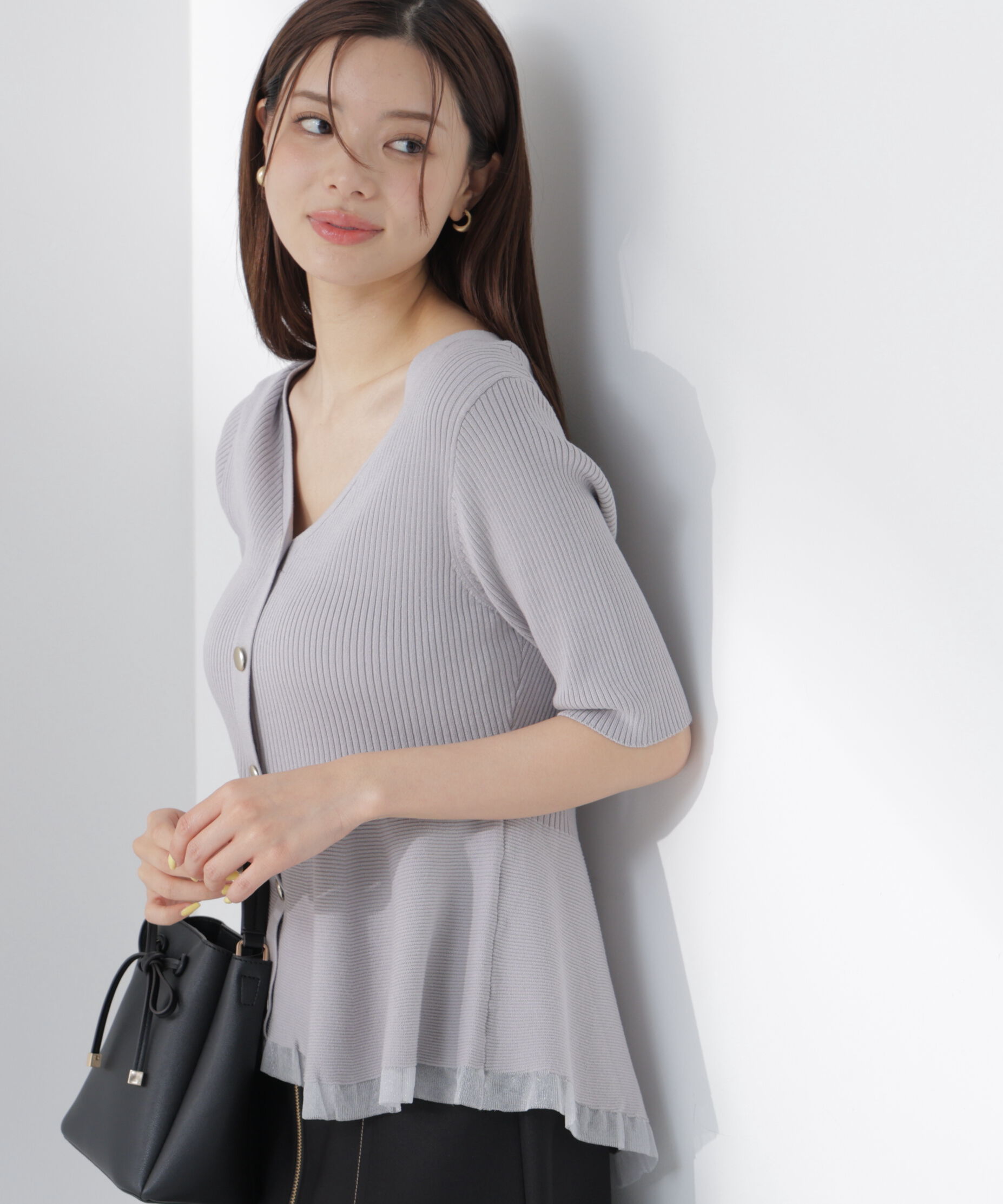PROPORTION BODY DRESSING「部分シアーペプラムニット」|ニット・セーター|