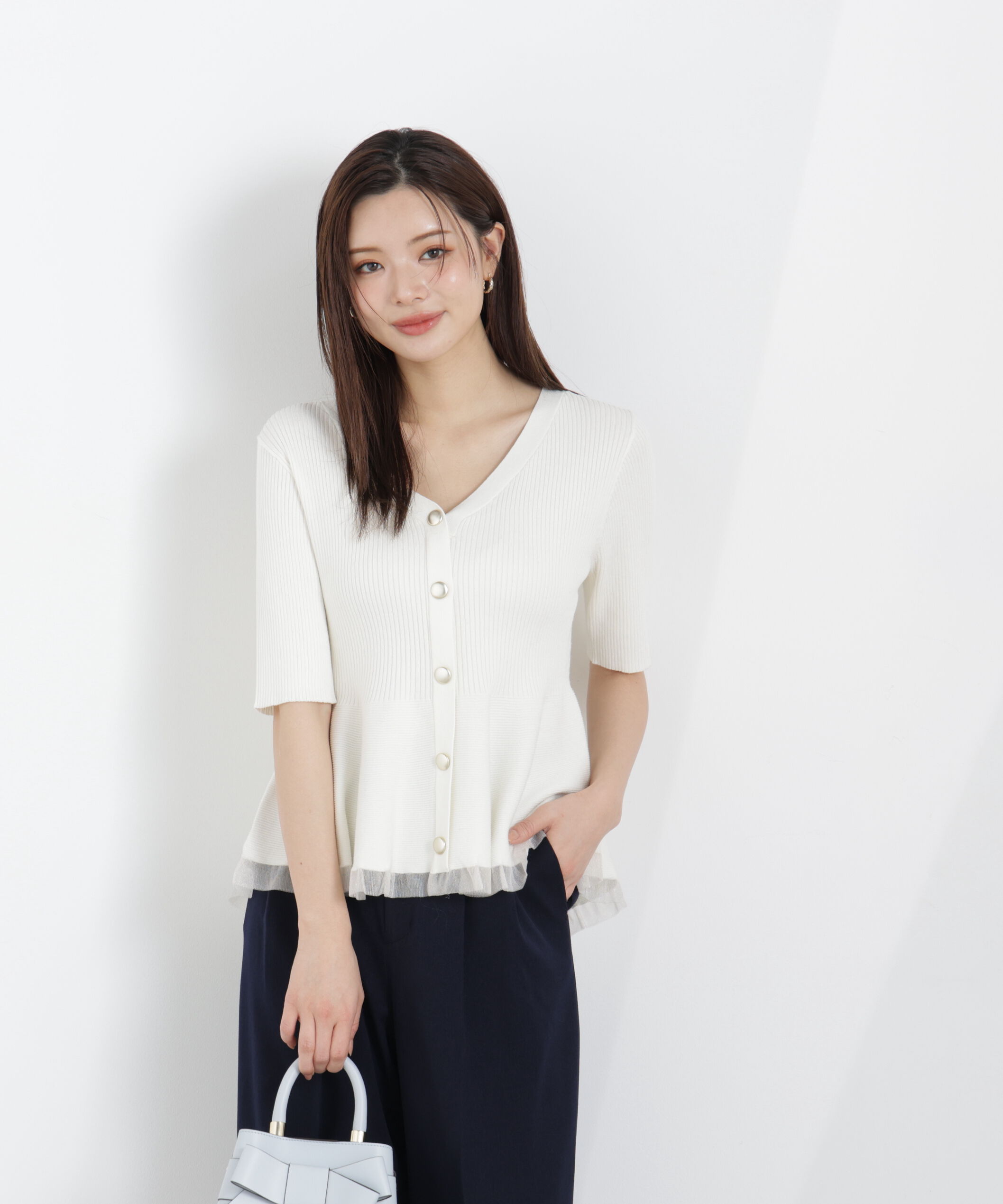 PROPORTION BODY DRESSING「部分シアーペプラムニット」|ニット・セーター|