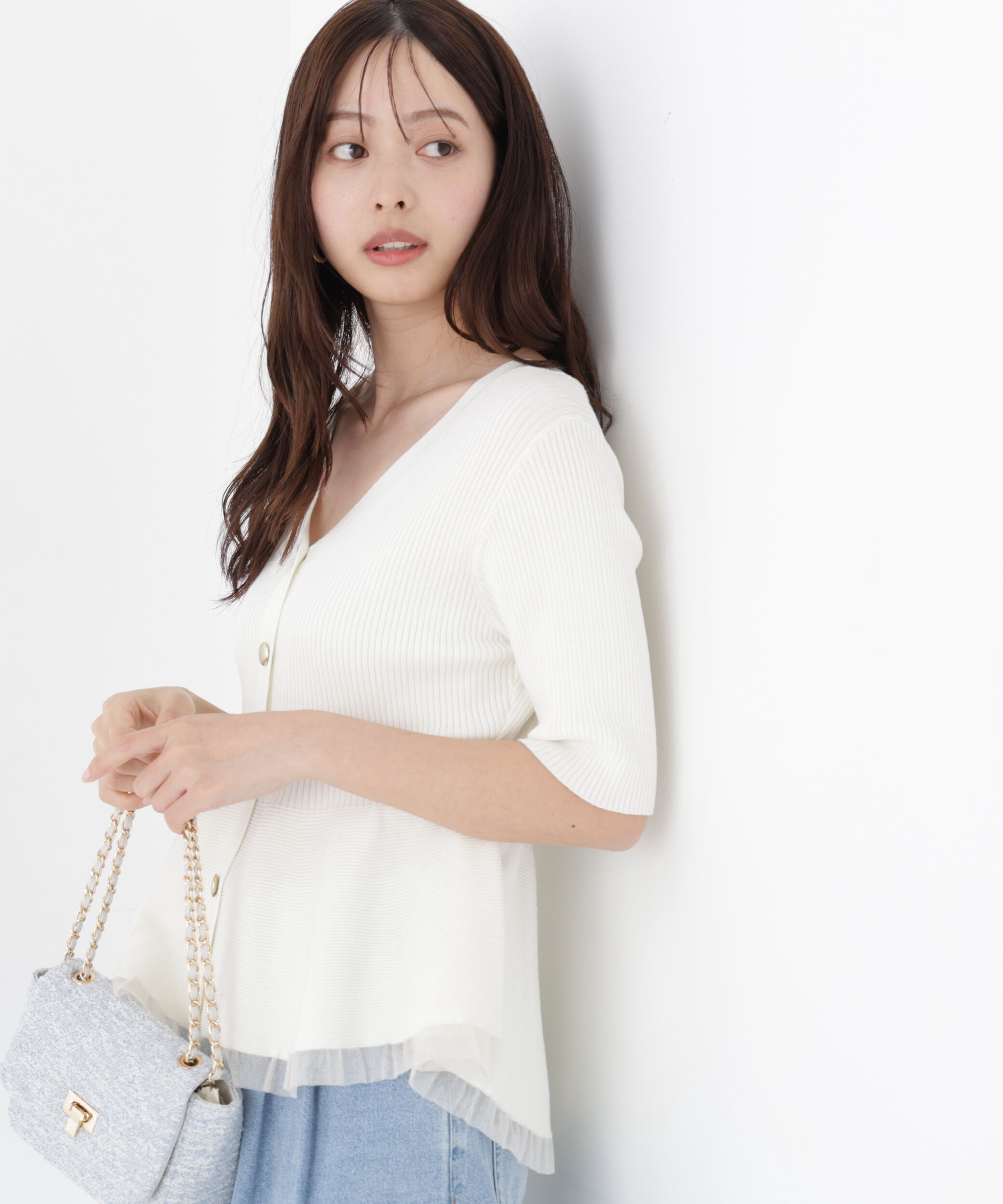 PROPORTION BODY DRESSING「部分シアーペプラムニット」|ニット・セーター|
