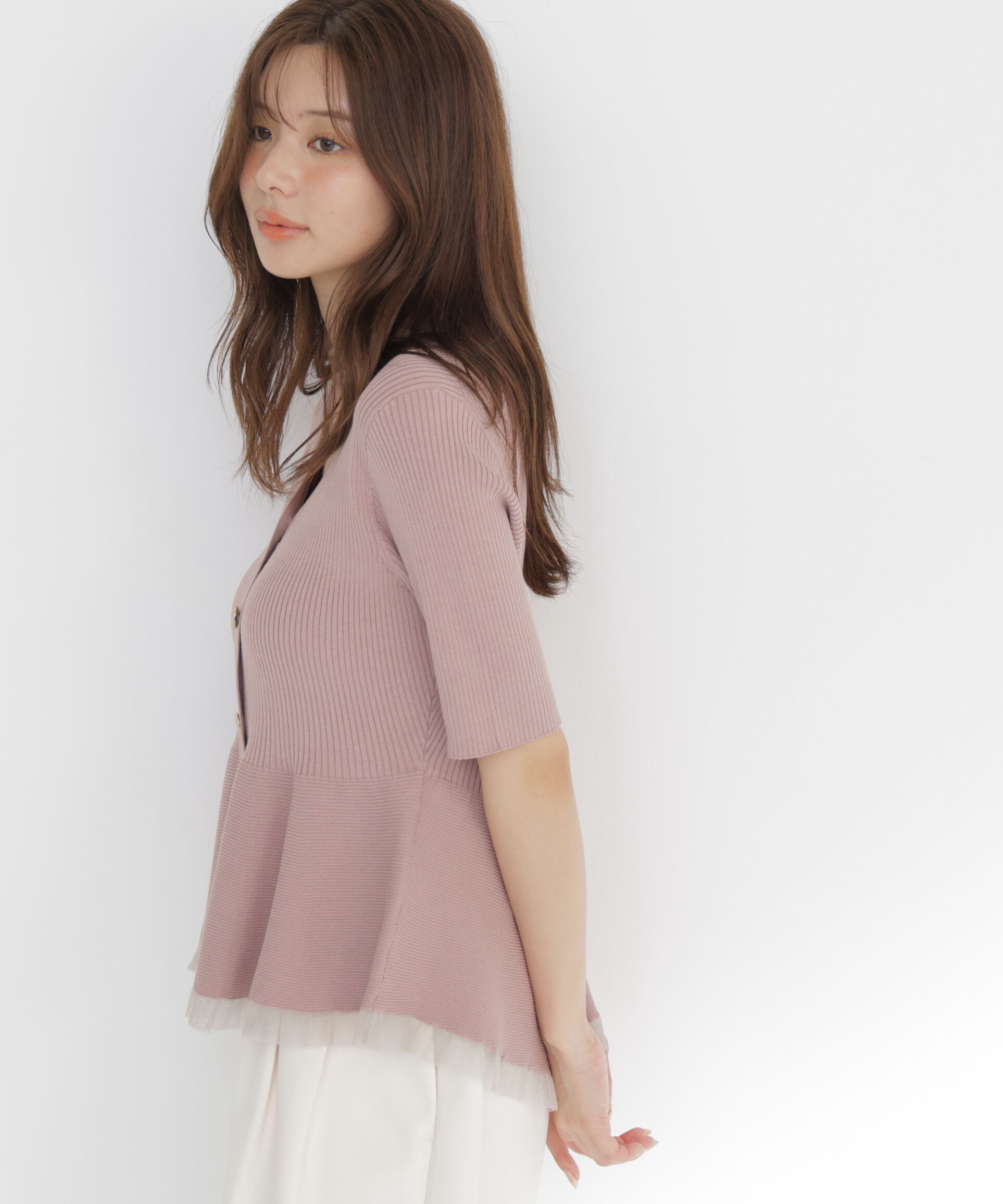 PROPORTION BODY DRESSING「部分シアーペプラムニット」|ニット・セーター|