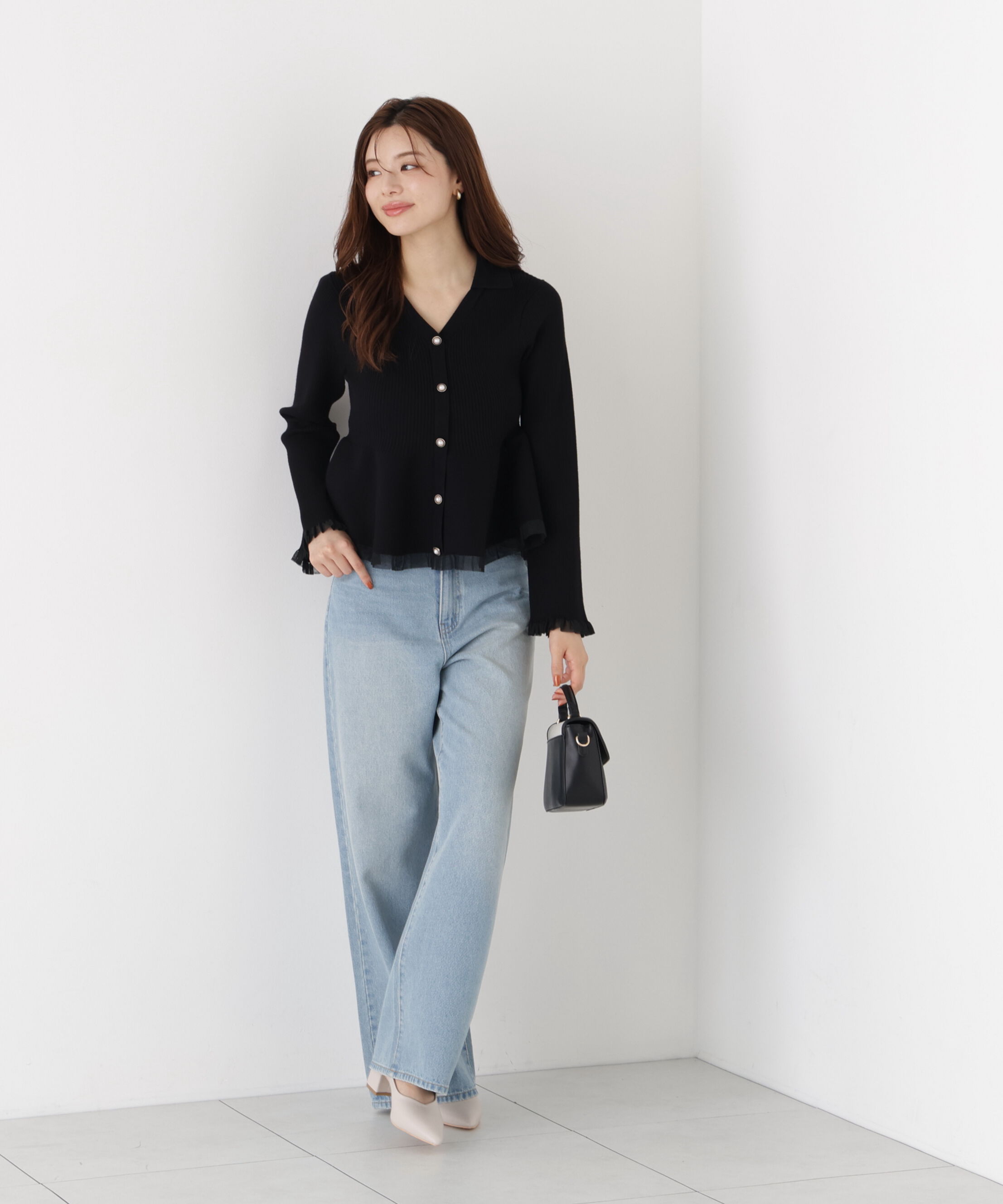 PROPORTION BODY DRESSING「シアー切り替えペプラムニット」|ニット・セーター|