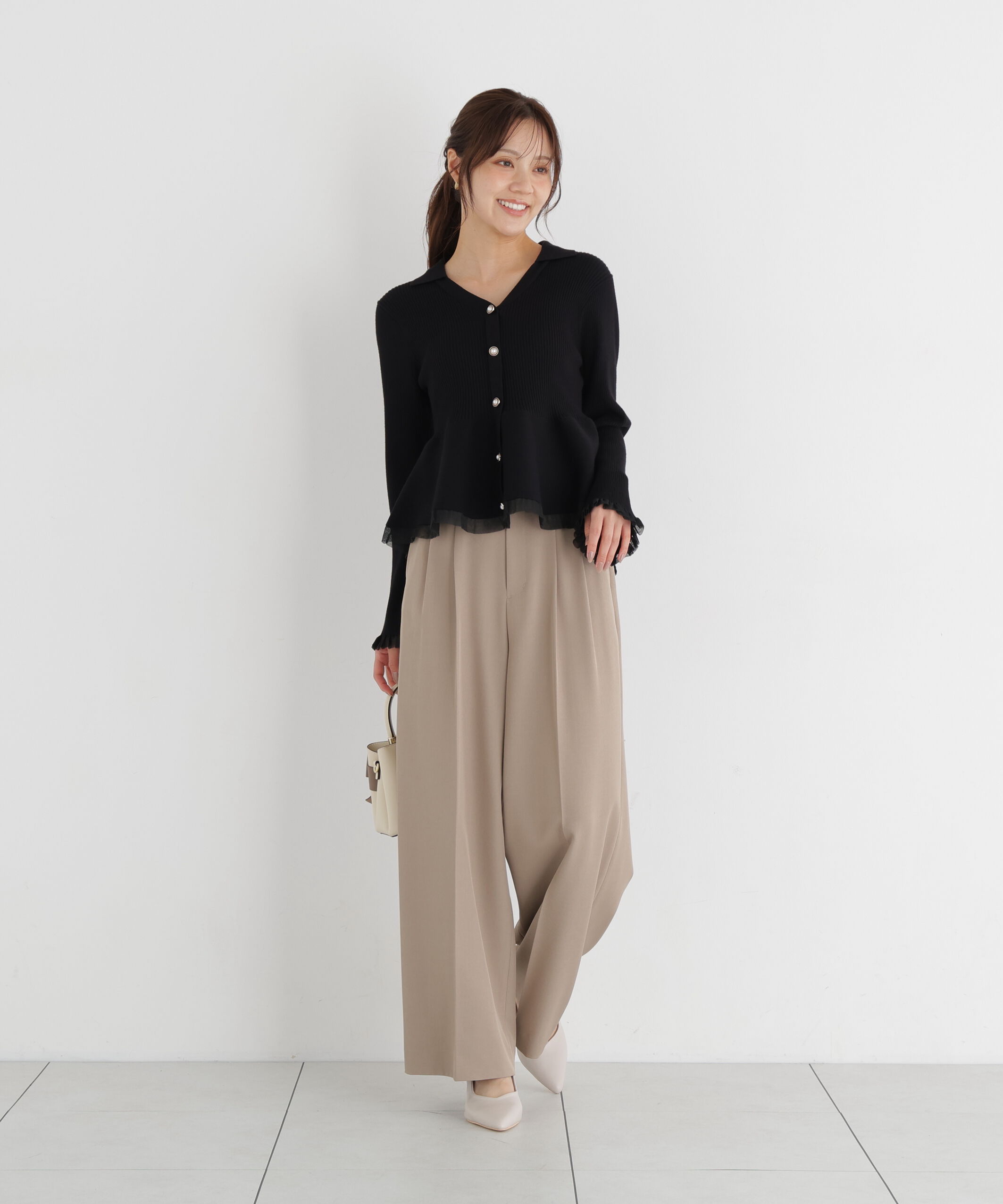 PROPORTION BODY DRESSING「シアー切り替えペプラムニット」|ニット・セーター|