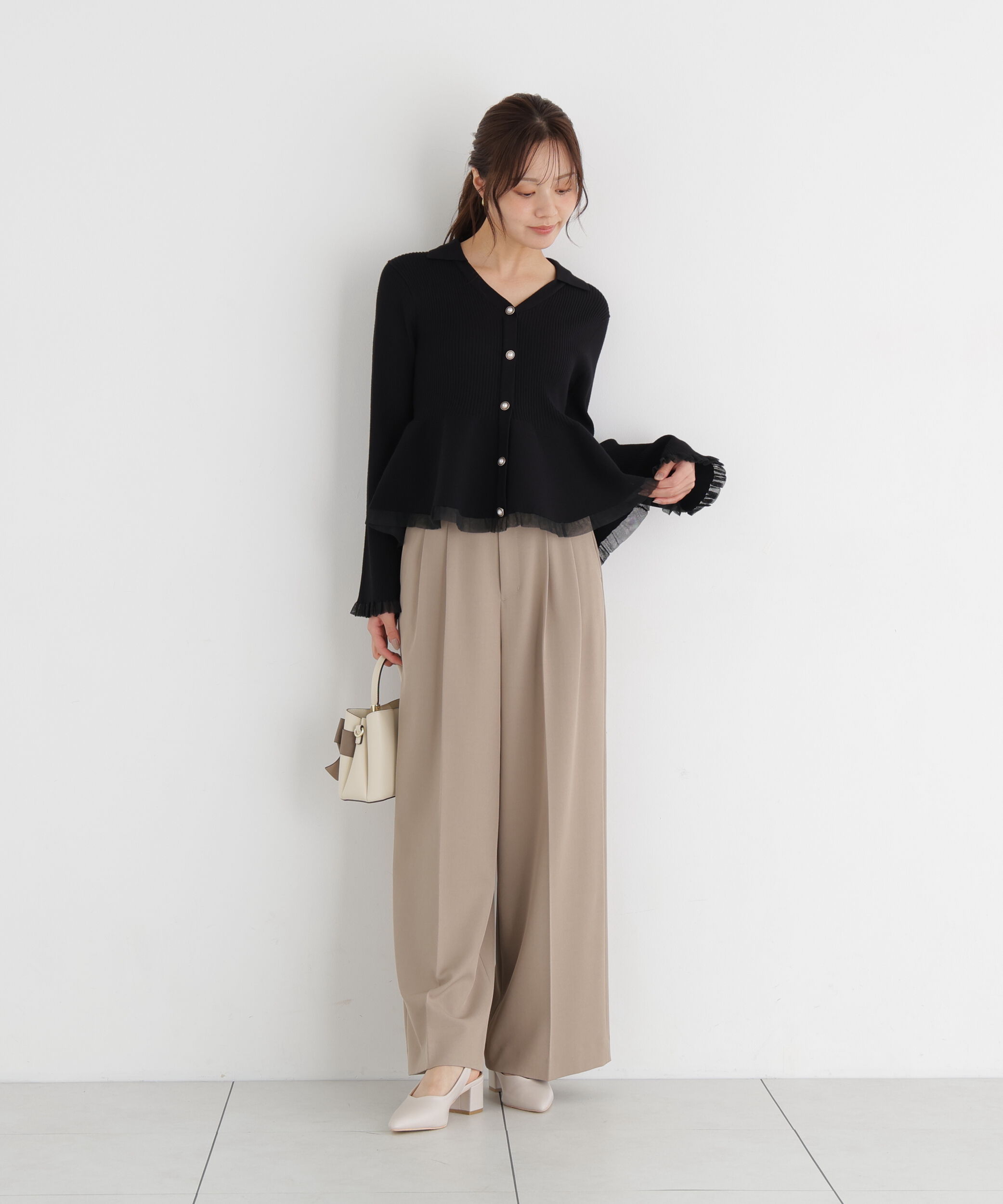 PROPORTION BODY DRESSING「シアー切り替えペプラムニット」|ニット・セーター|
