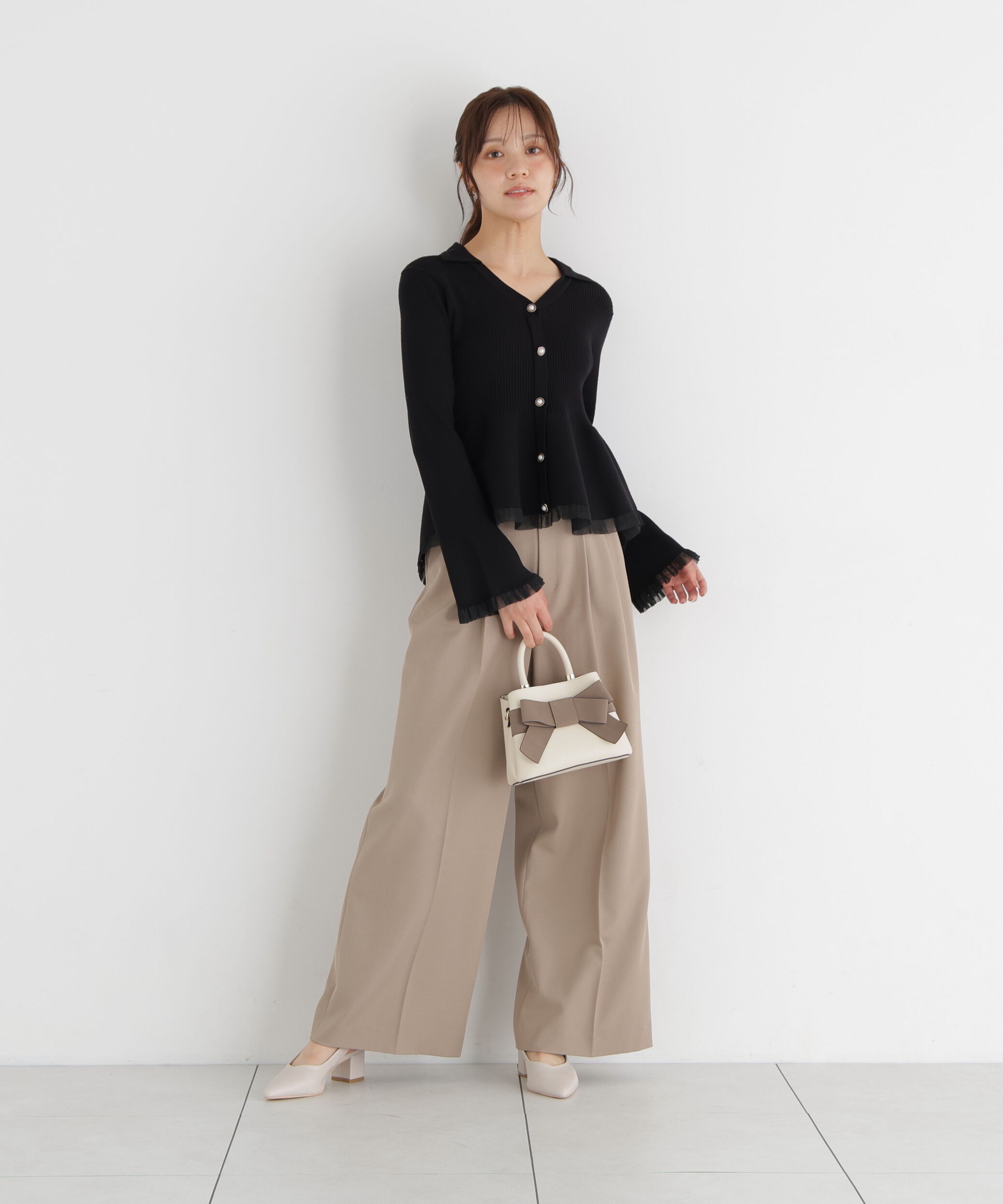PROPORTION BODY DRESSING「シアー切り替えペプラムニット」|ニット・セーター|