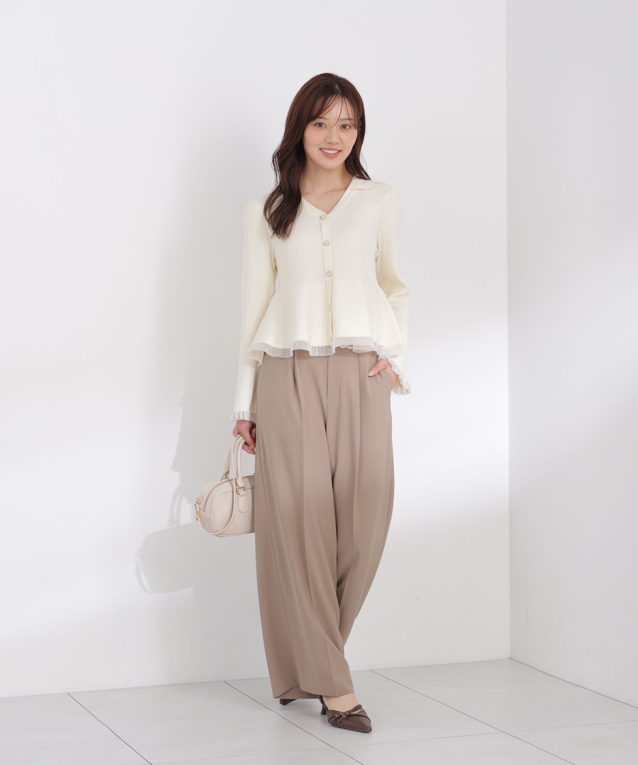 PROPORTION BODY DRESSING「シアー切り替えペプラムニット」|ニット・セーター|