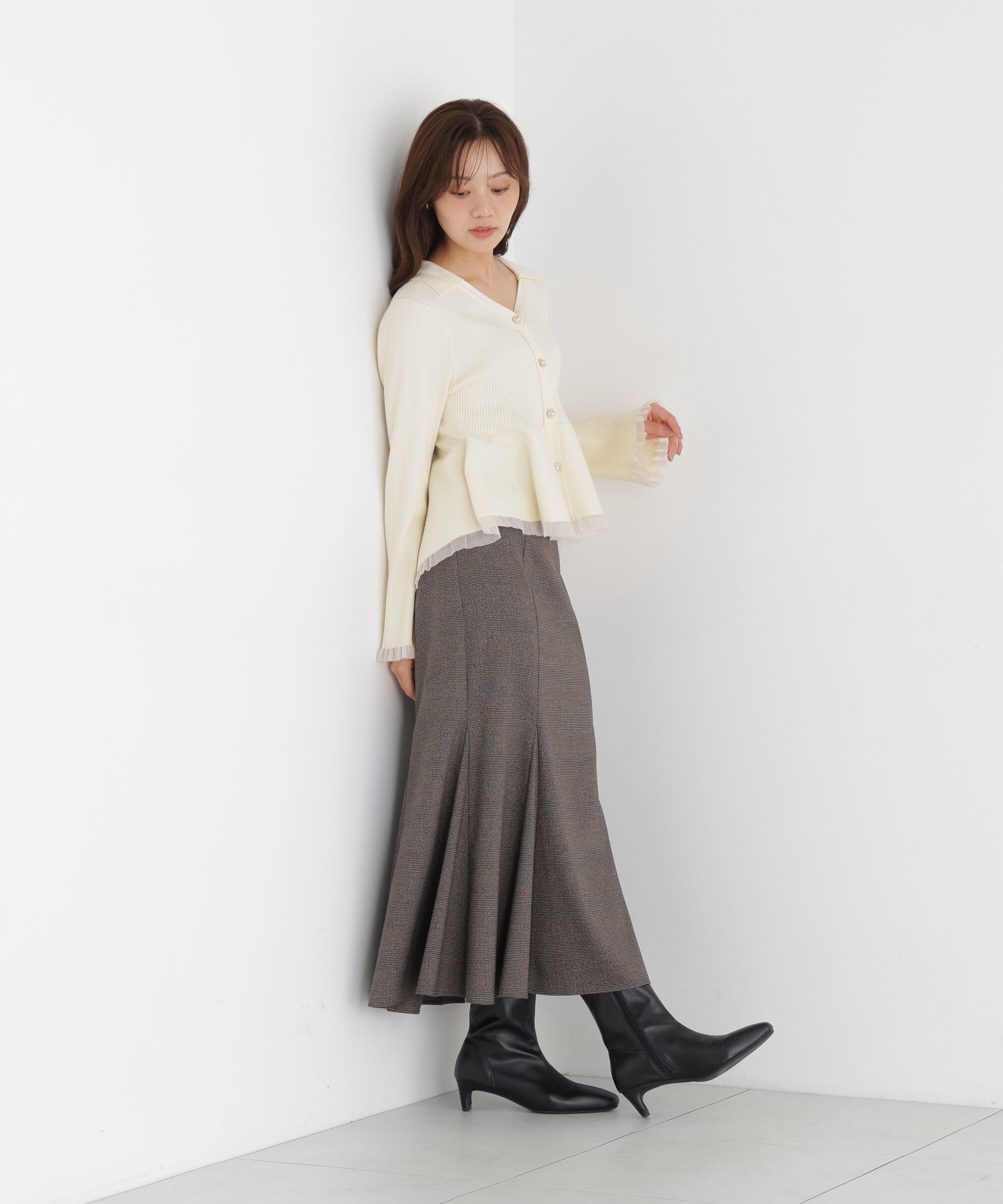 PROPORTION BODY DRESSING「シアー切り替えペプラムニット」|ニット・セーター|