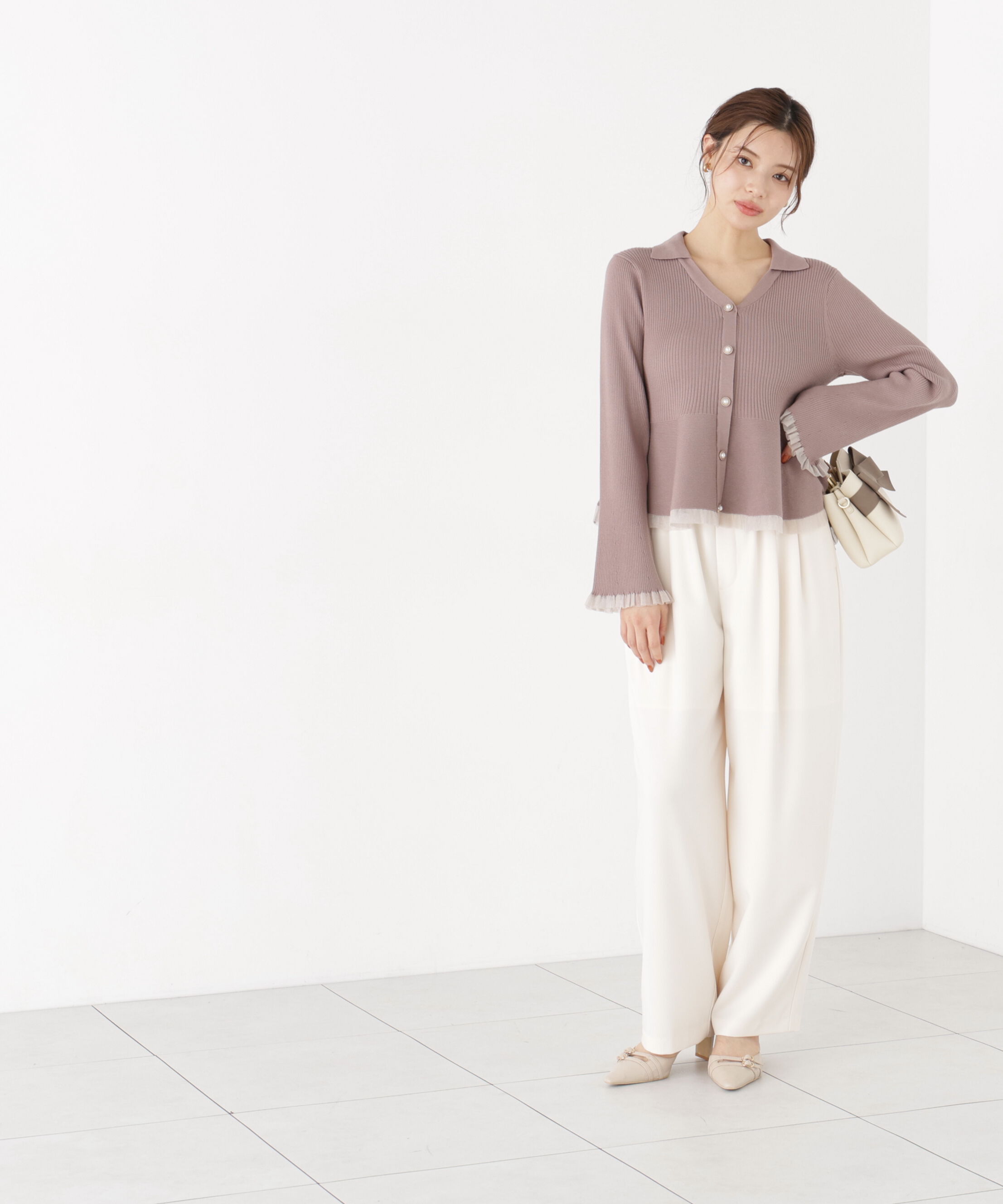 PROPORTION BODY DRESSING「シアー切り替えペプラムニット」|ニット・セーター|