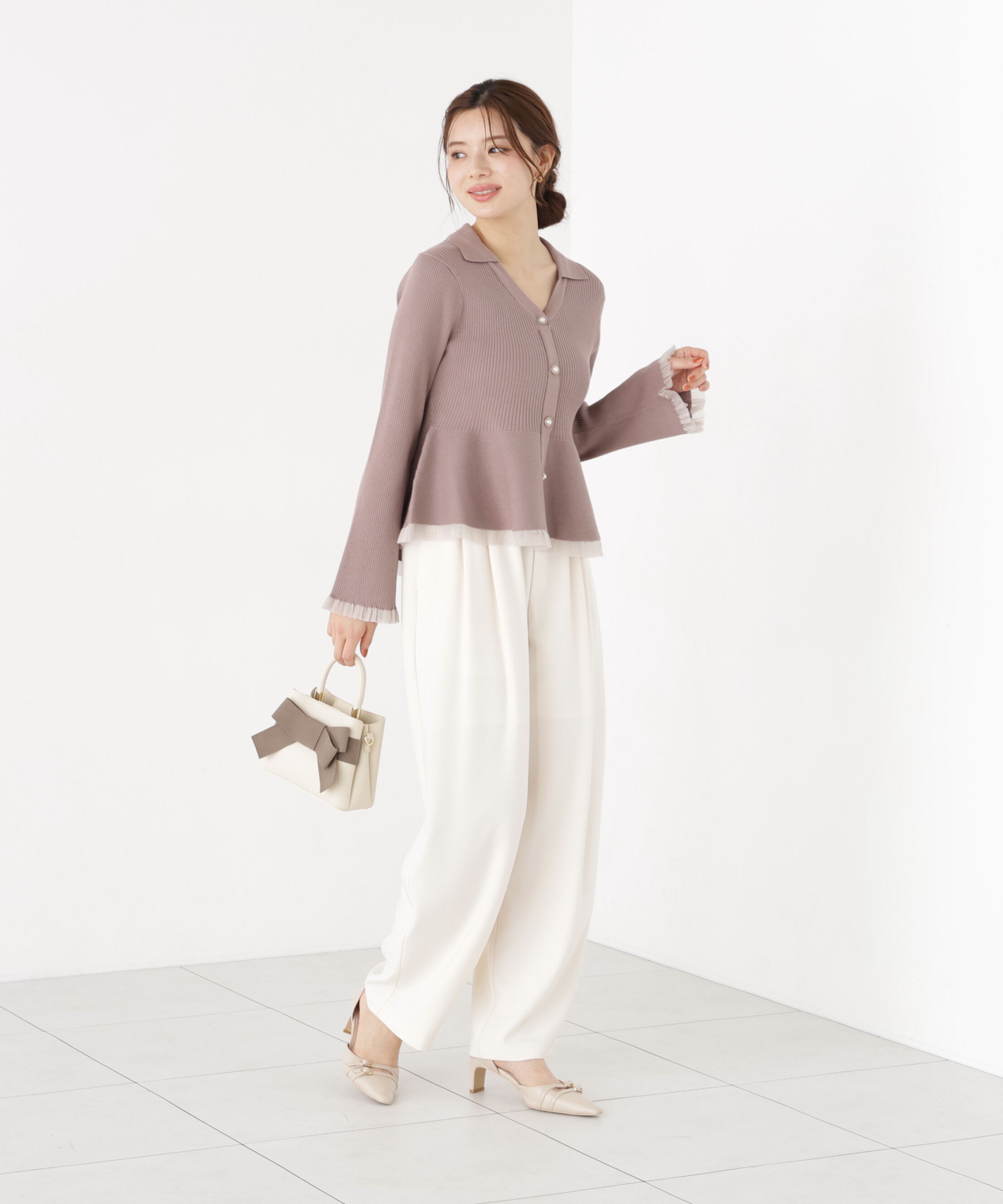 PROPORTION BODY DRESSING「シアー切り替えペプラムニット」|ニット・セーター|