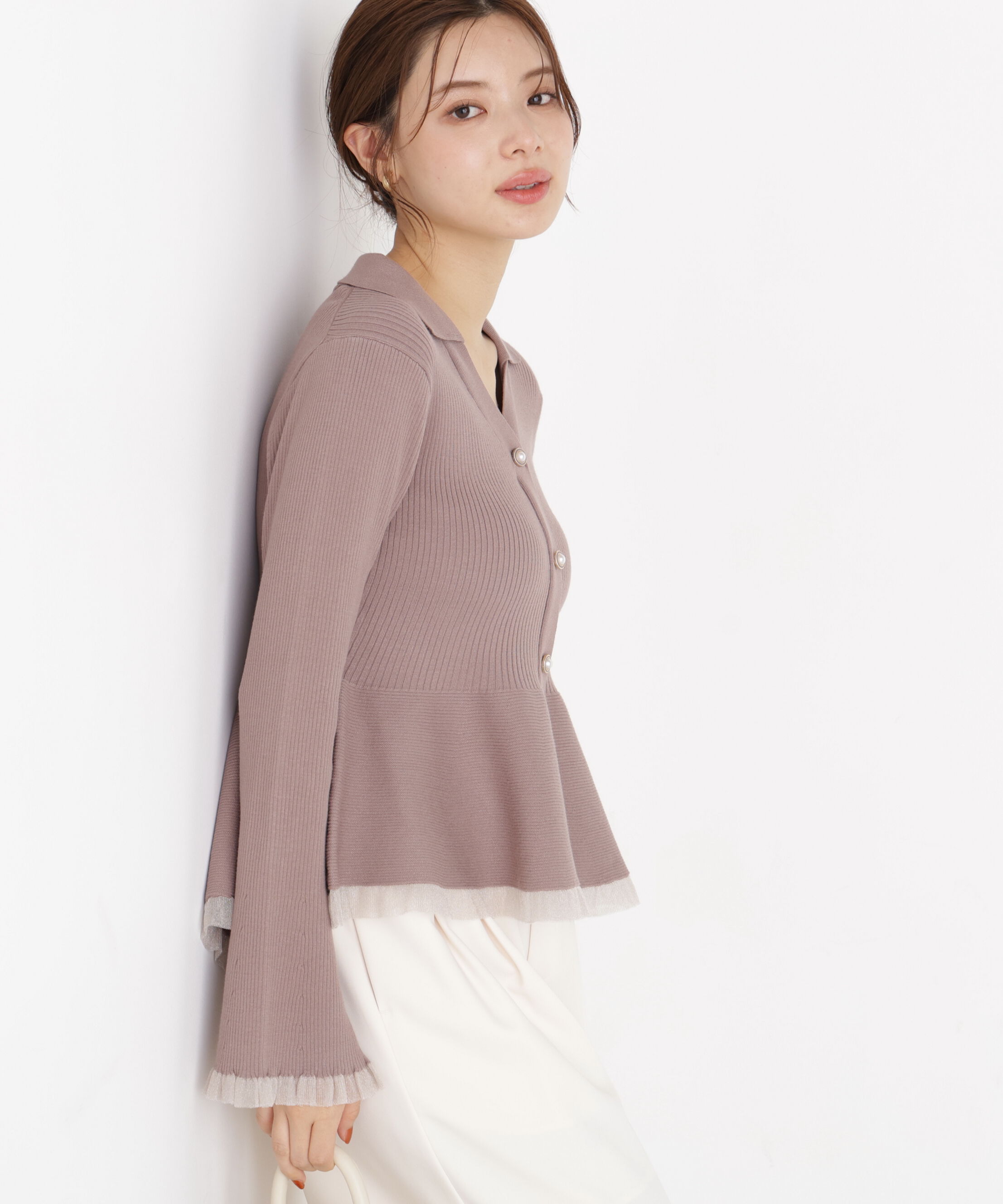 PROPORTION BODY DRESSING「シアー切り替えペプラムニット」|ニット・セーター|
