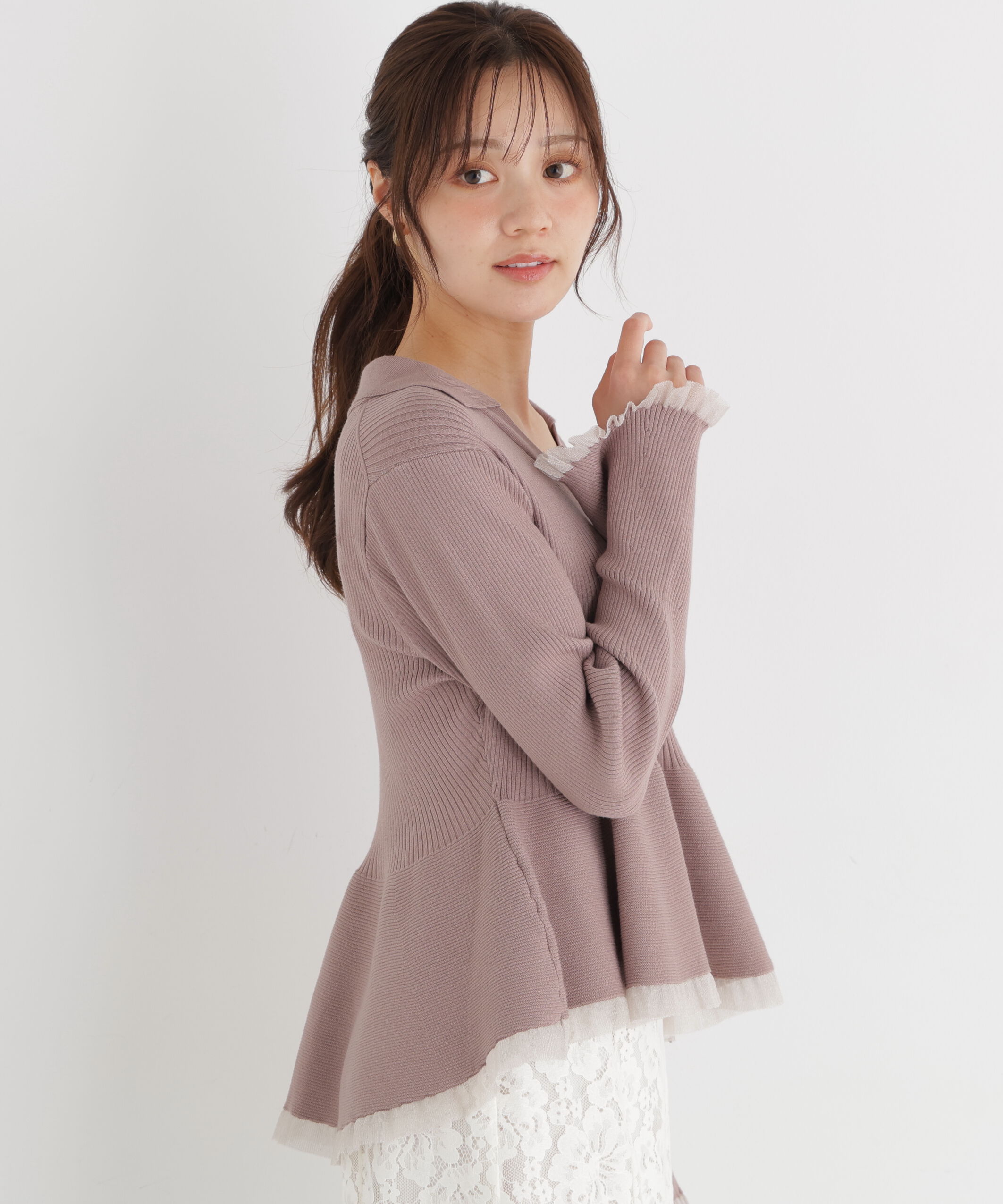 PROPORTION BODY DRESSING「シアー切り替えペプラムニット」|ニット・セーター|