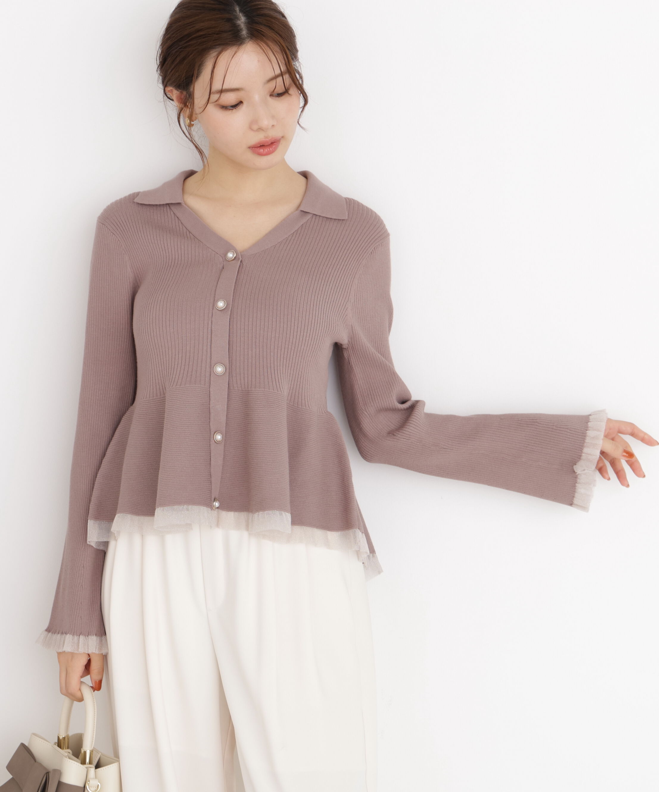 PROPORTION BODY DRESSING「シアー切り替えペプラムニット」|ニット・セーター|