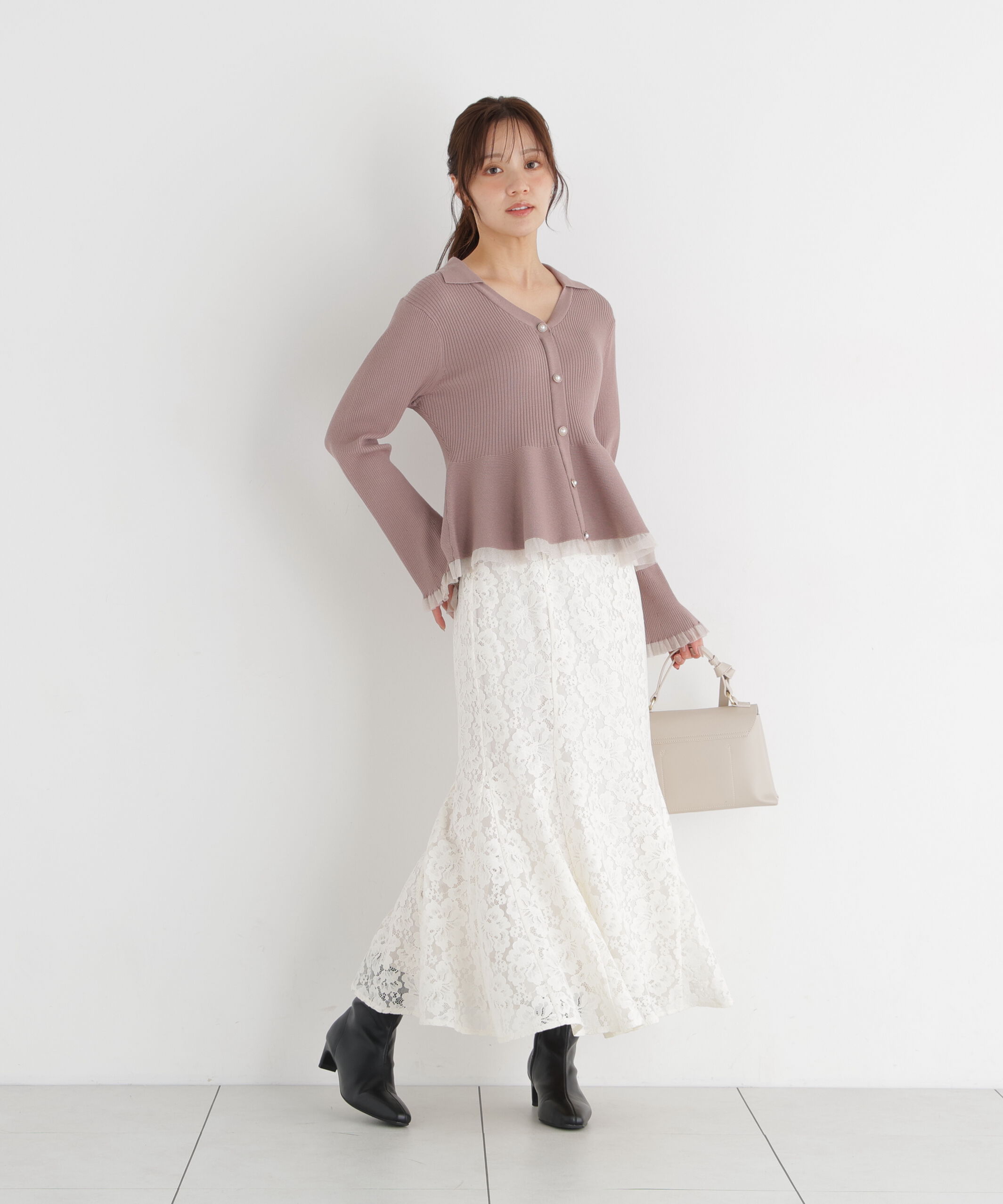 PROPORTION BODY DRESSING「シアー切り替えペプラムニット」|ニット・セーター|