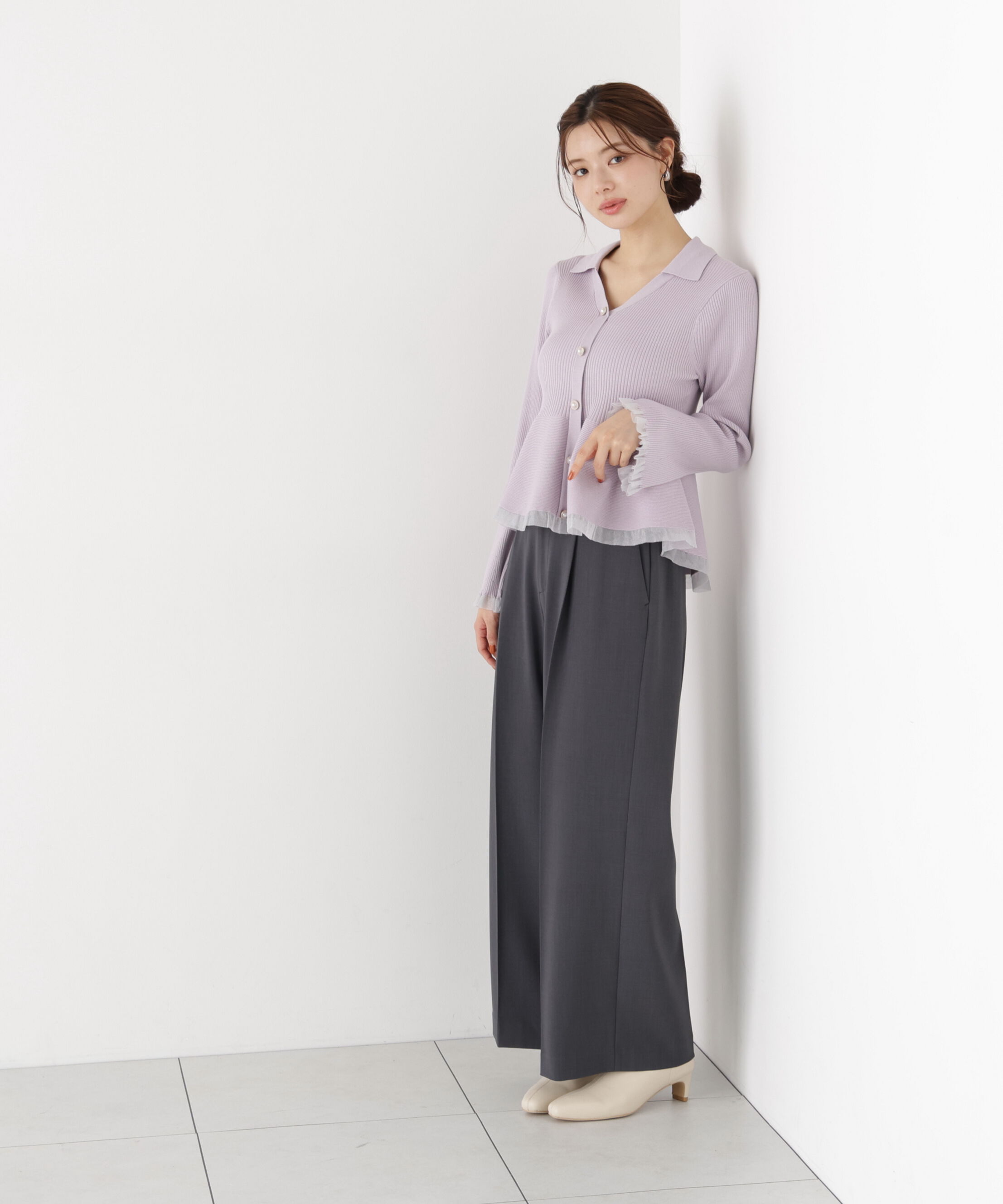 PROPORTION BODY DRESSING「シアー切り替えペプラムニット」|ニット・セーター|
