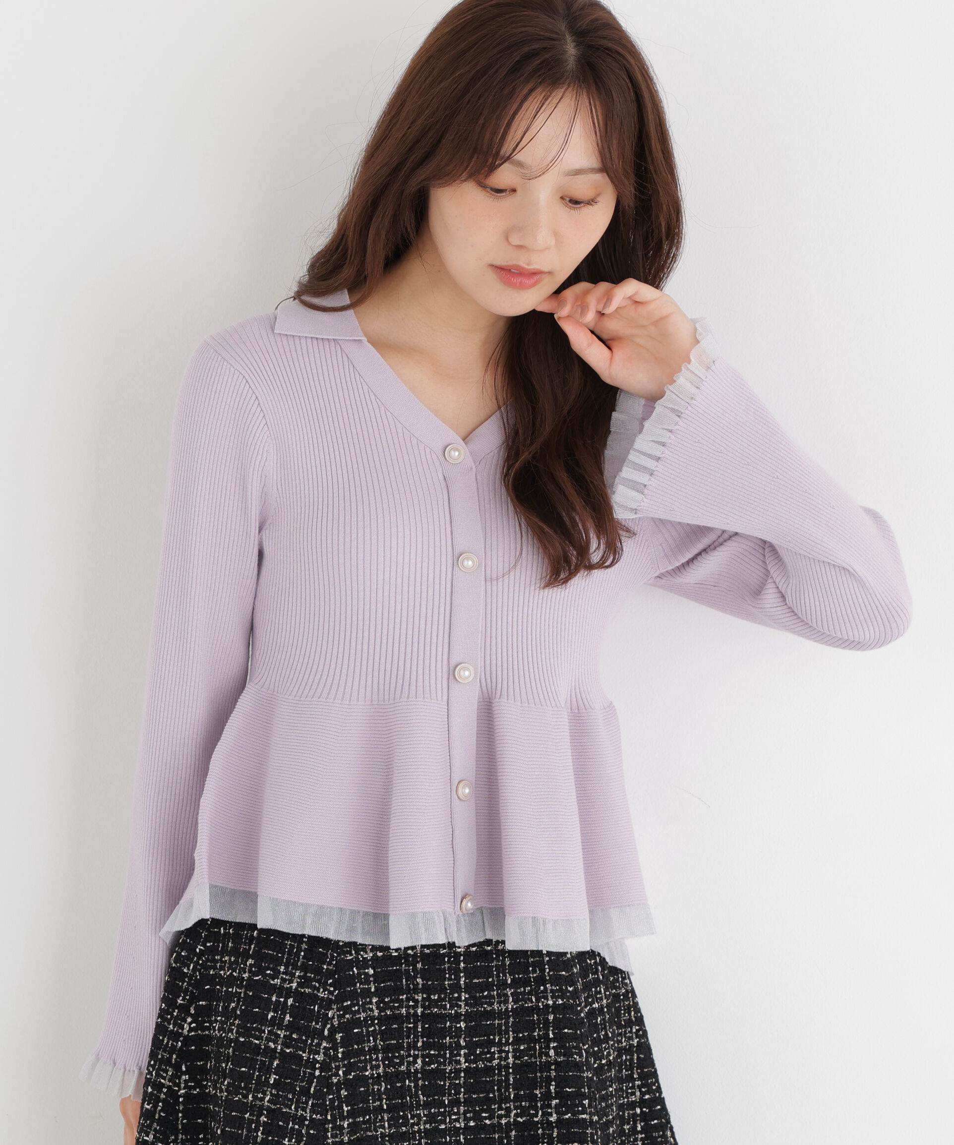 PROPORTION BODY DRESSING「シアー切り替えペプラムニット」|ニット・セーター|