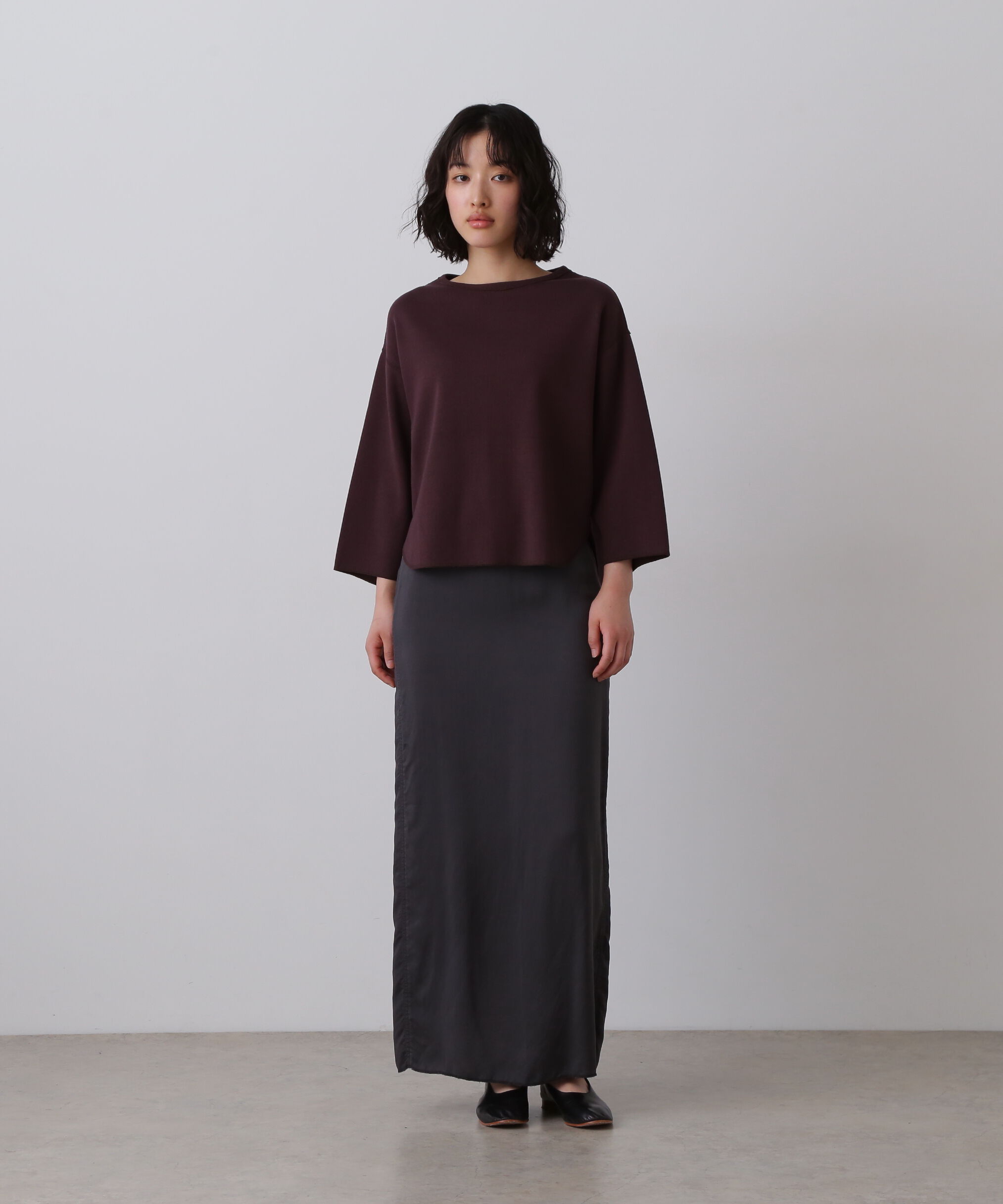 YLEVE 「YLEVE / CUPRA TWILL GARMANT DYE SKIRT」|スカート|グレー