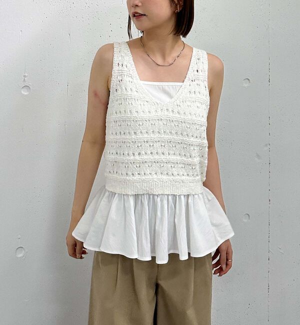 archives「透かしスラブニットベストｘペプラムキャミＳＥＴ」|ニット・セーター|OFF WHITE