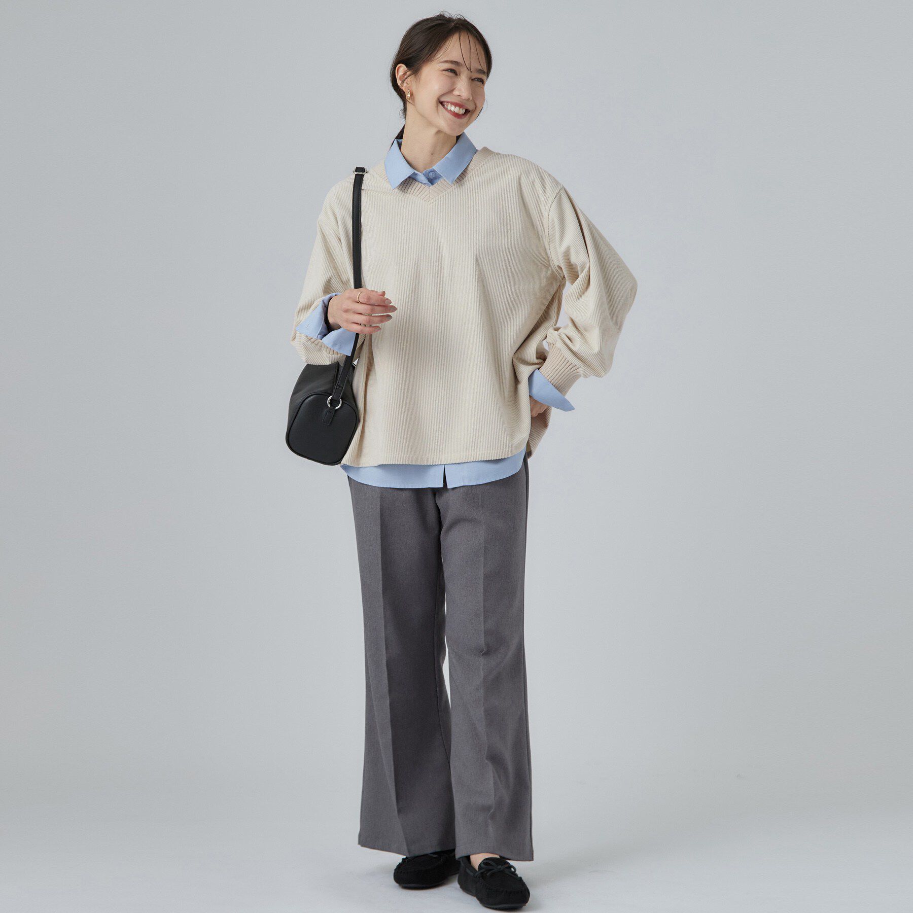 SHOO･LA･RUE「コーデの幅が広がる！コーデュロイ2WAYプルオーバー」|Tシャツ・カットソー|