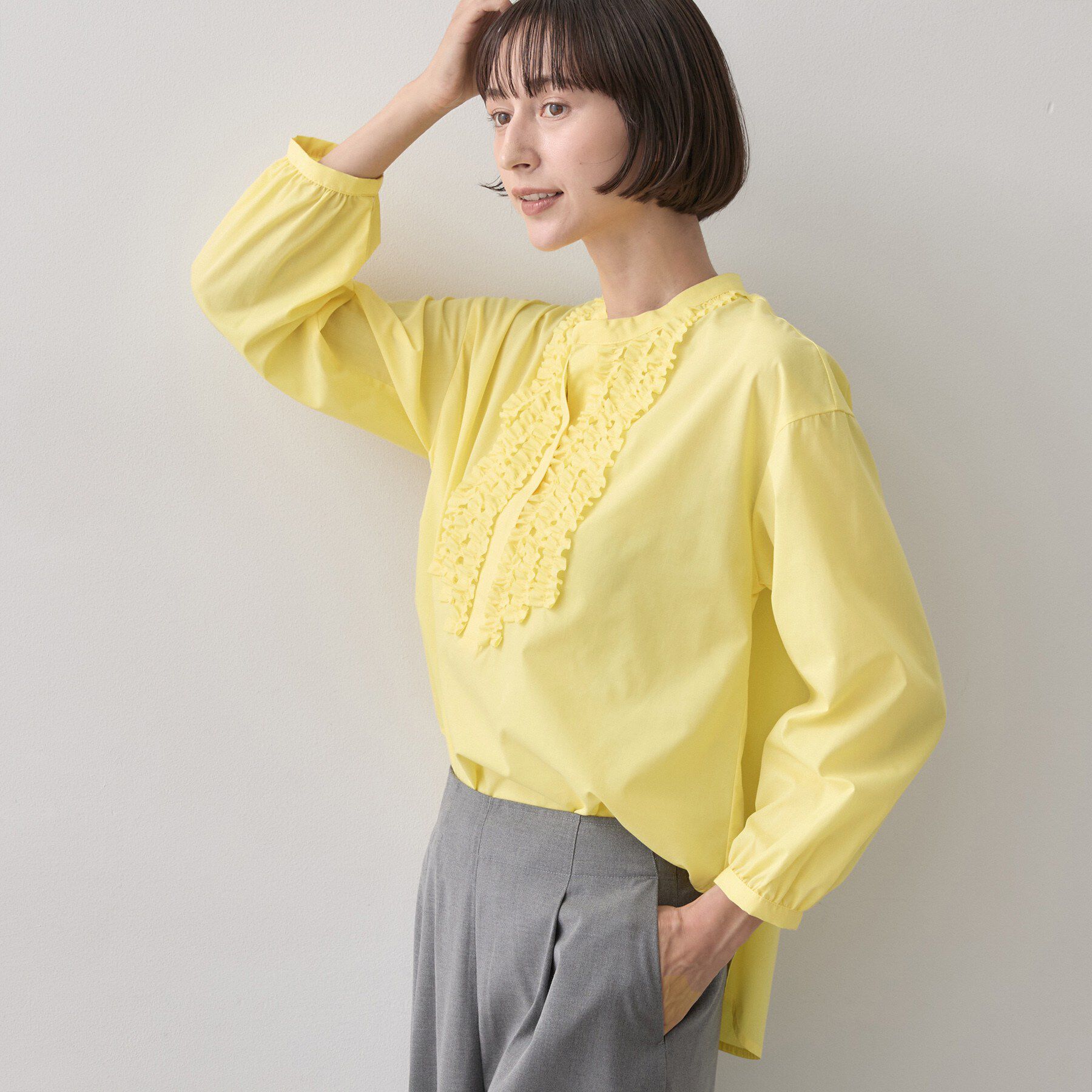Dessin「【洗える/7色展開/XS-L】フロントフリルブラウス」|シャツ・ブラウス|