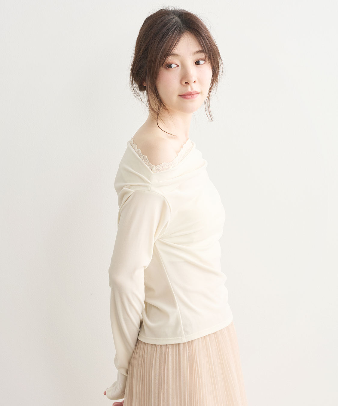 COCO DEAL「ベロアレースオフショルトップス」|Tシャツ・カットソー|