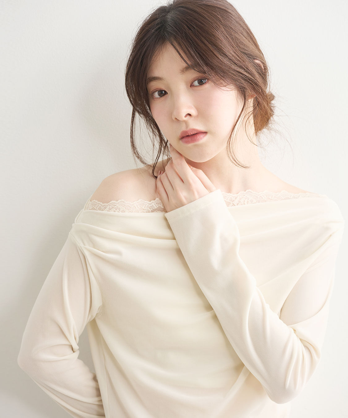 COCO DEAL「ベロアレースオフショルトップス」|Tシャツ・カットソー|