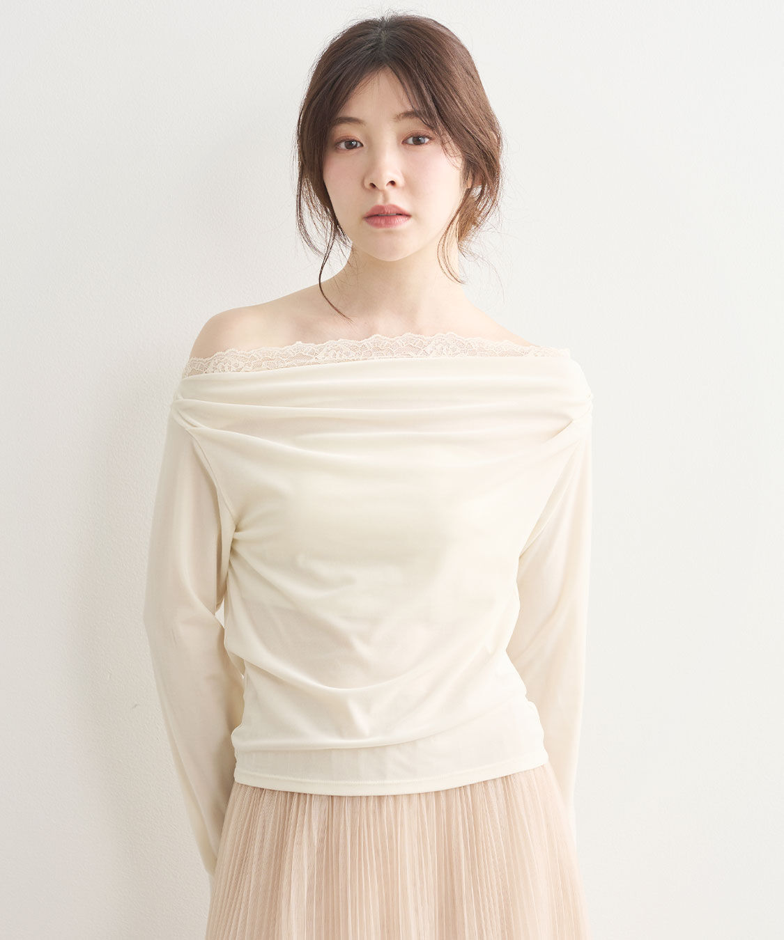 COCO DEAL「ベロアレースオフショルトップス」|Tシャツ・カットソー|