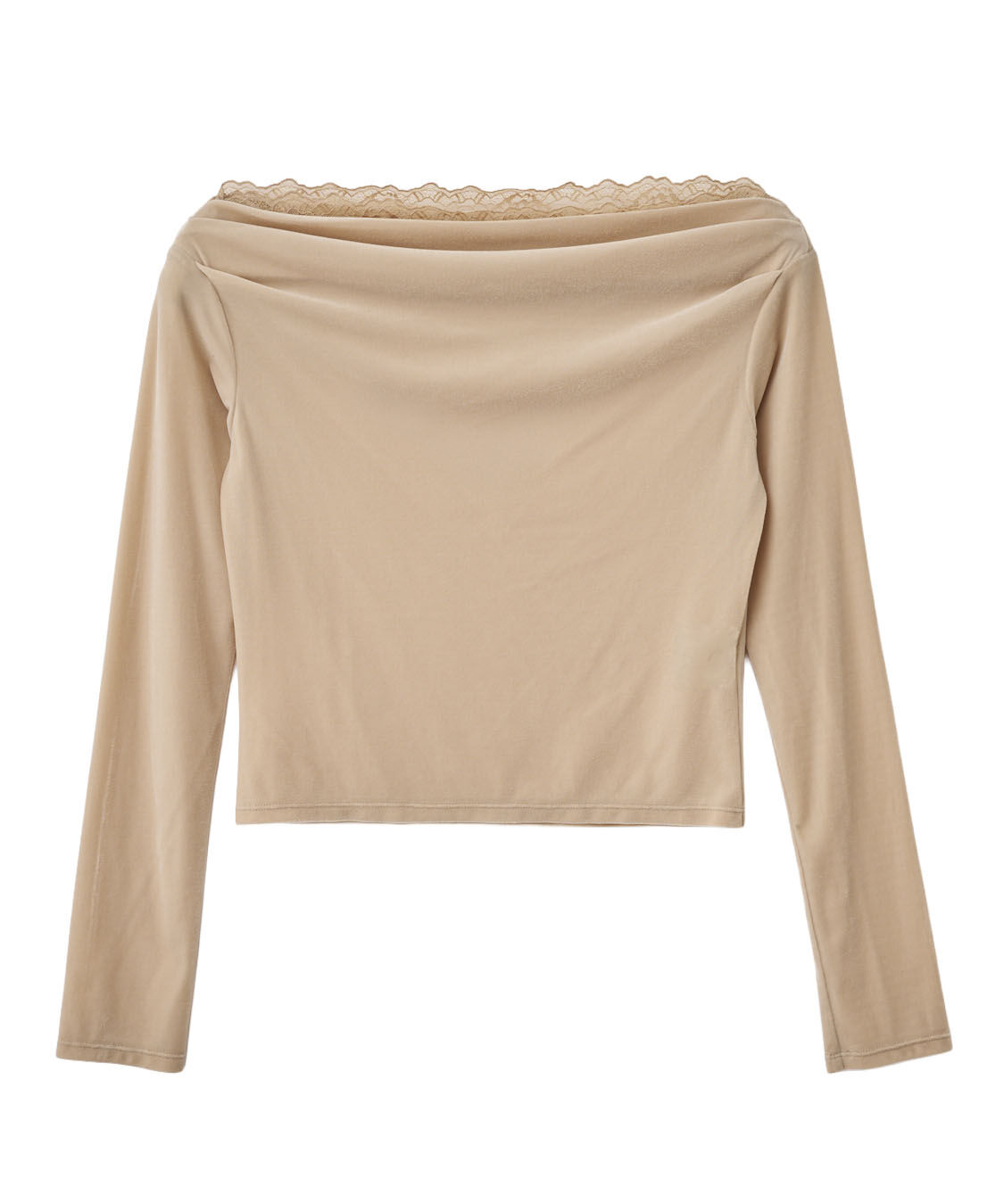 COCO DEAL「ベロアレースオフショルトップス」|Tシャツ・カットソー|ベージュ