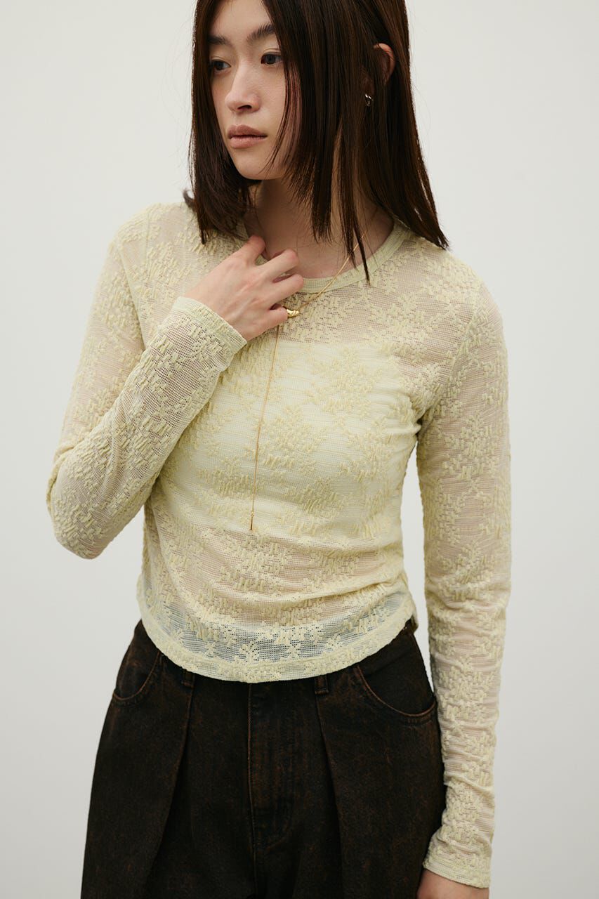 STYLEMIXER「ジャガードレースカットトップ」|Tシャツ・カットソー|