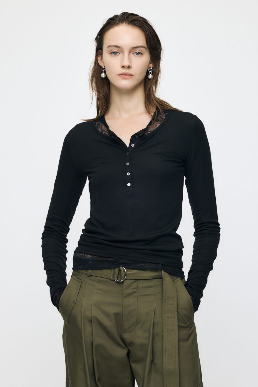 MOUSSY「ES HENRY NECK トップス」|Tシャツ・カットソー|BLK