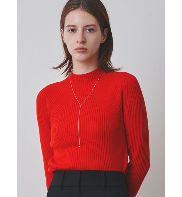ELENDEEK「HIGH NECK WIDE RIB KT」|ニット・セーター|レッド