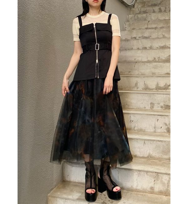 MURUA「ニュアンスプリントジャンパースカート」|ジャンパースカート|