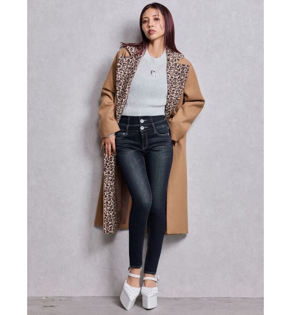 GYDA「leopard slim longコート」|ダウン|キャメル