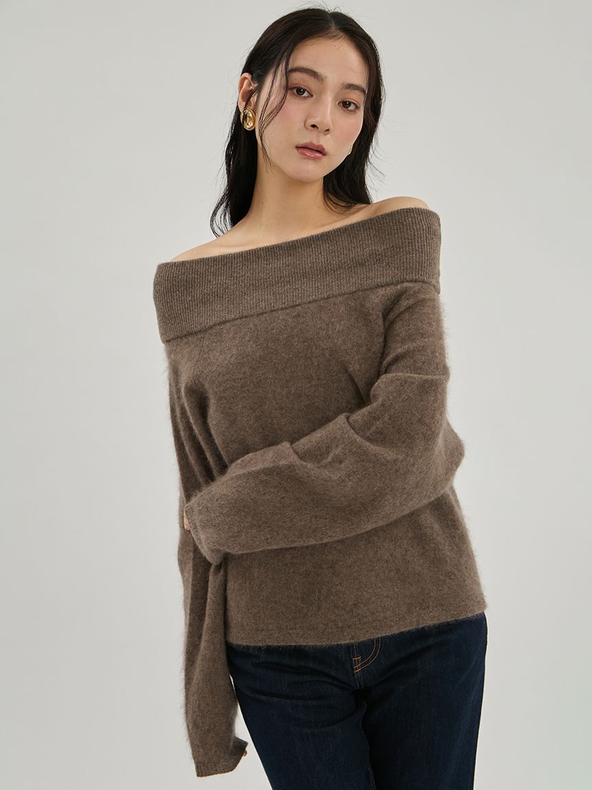 Mila Owen「wool100％ミンクタッチオフショルニット」|ニット・セーター|