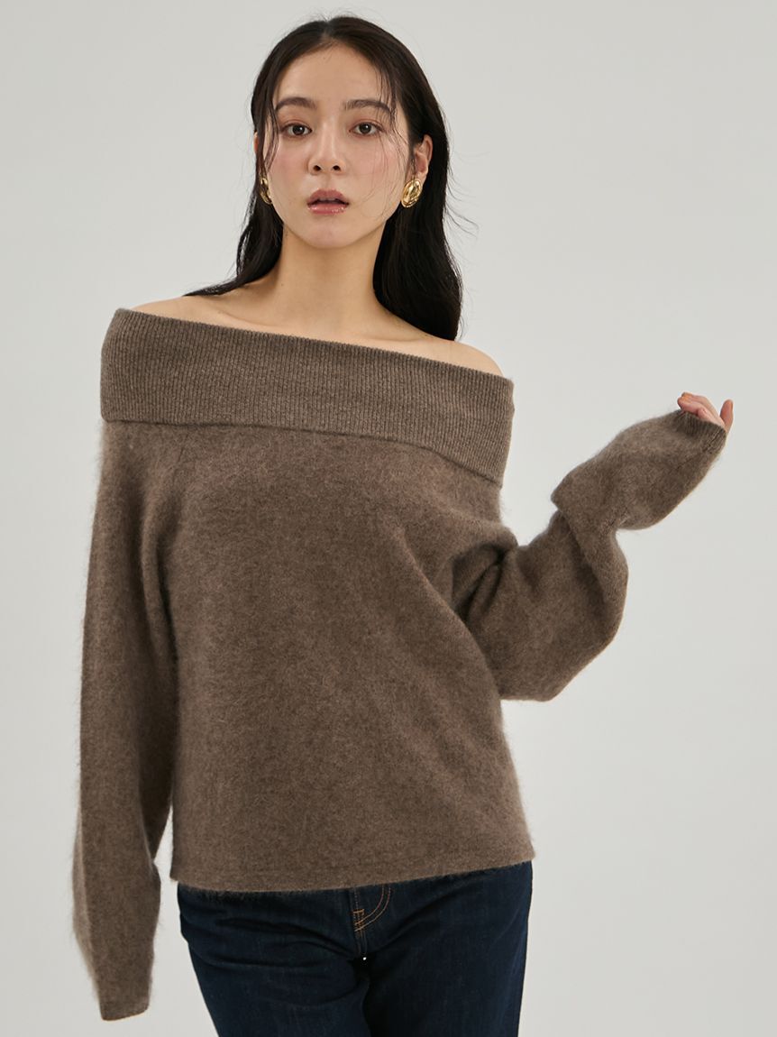Mila Owen「wool100％ミンクタッチオフショルニット」|ニット・セーター|