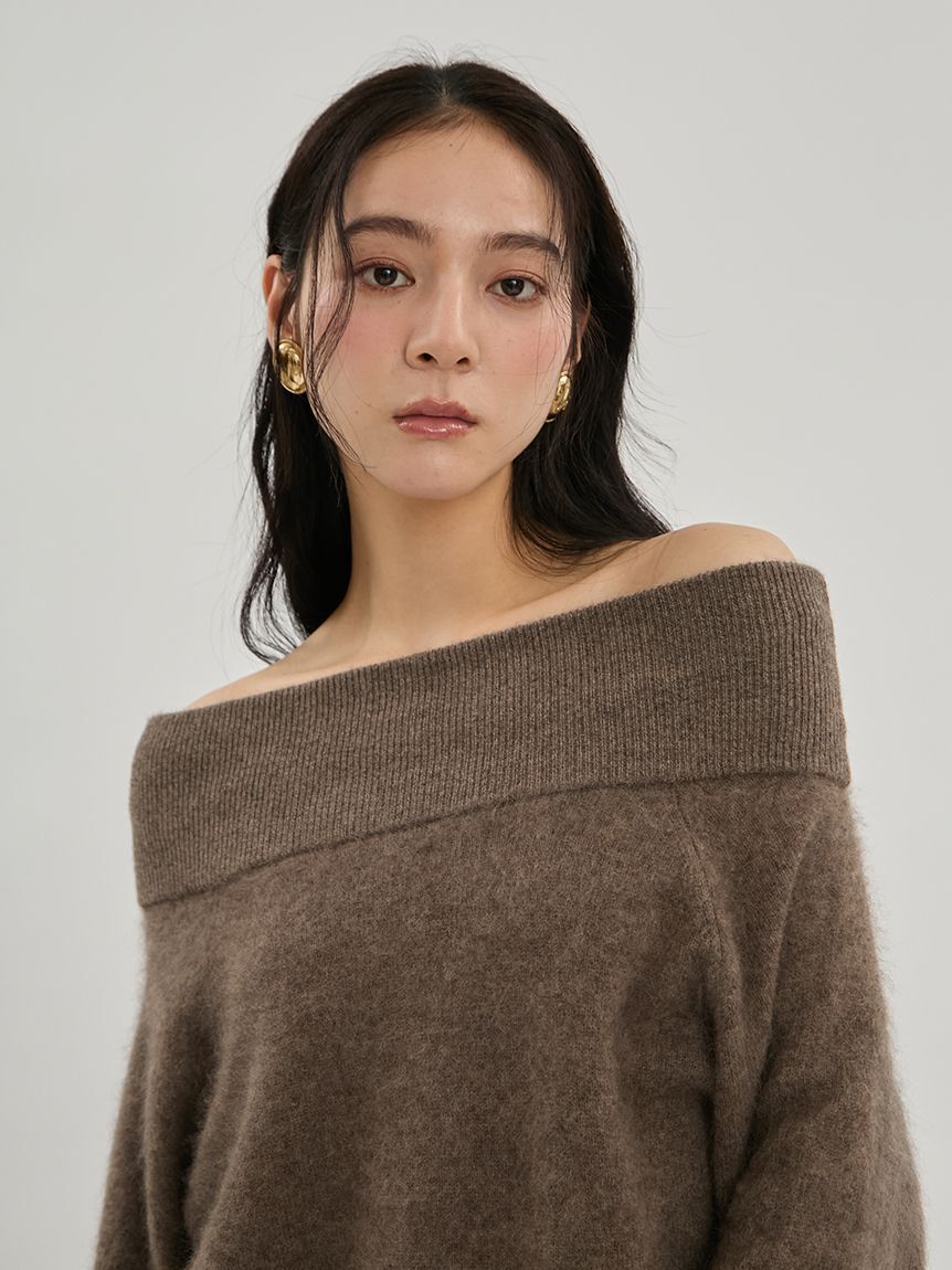Mila Owen「wool100％ミンクタッチオフショルニット」|ニット・セーター|