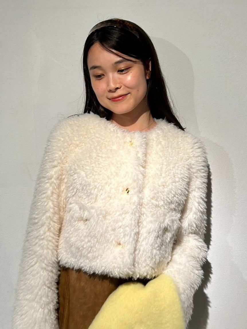 LILY BROWN「【SPECIAL PRICE】エコファーノーカラージャケット」|ノーカラージャケット|IVR