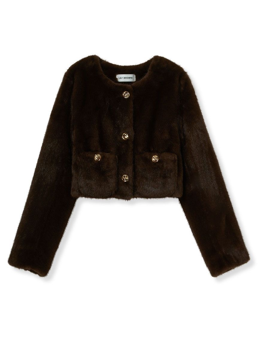 LILY BROWN「【SPECIAL PRICE】エコファーノーカラージャケット」|ノーカラージャケット|
