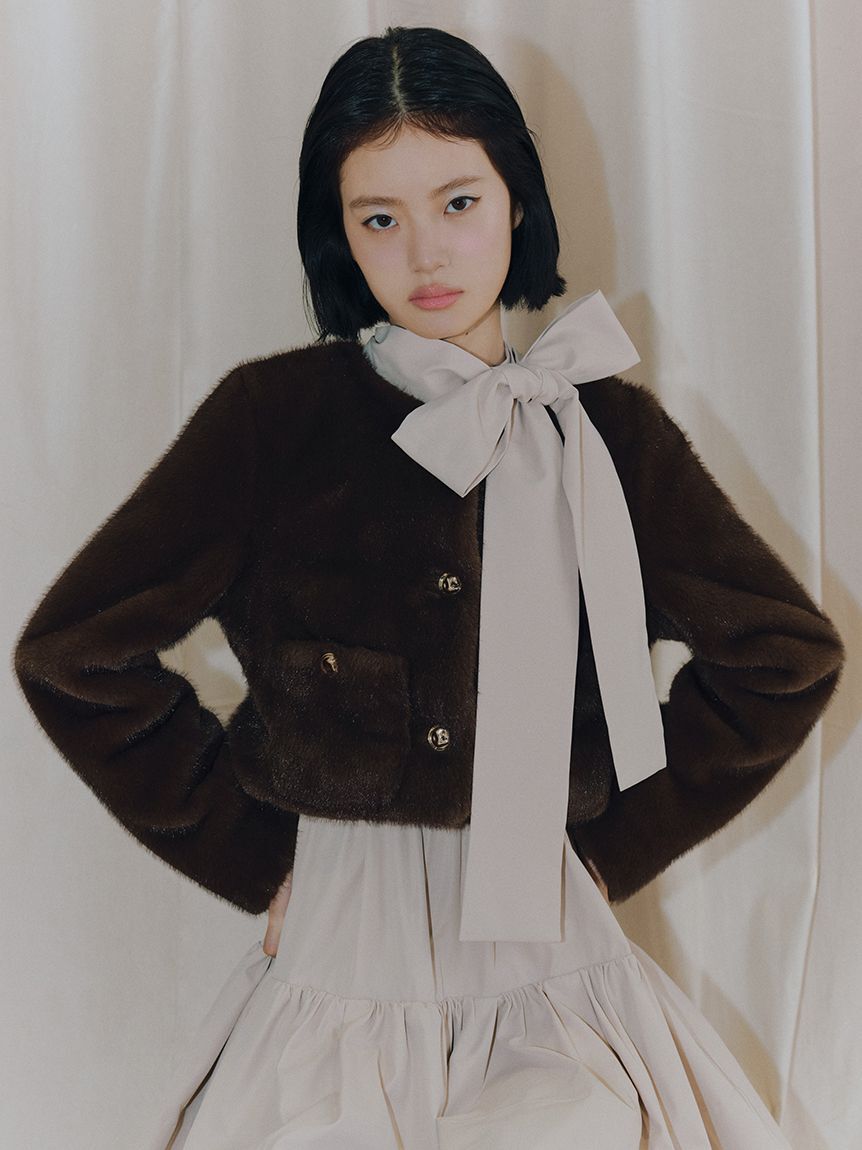 LILY BROWN「【SPECIAL PRICE】エコファーノーカラージャケット」|ノーカラージャケット|BRW