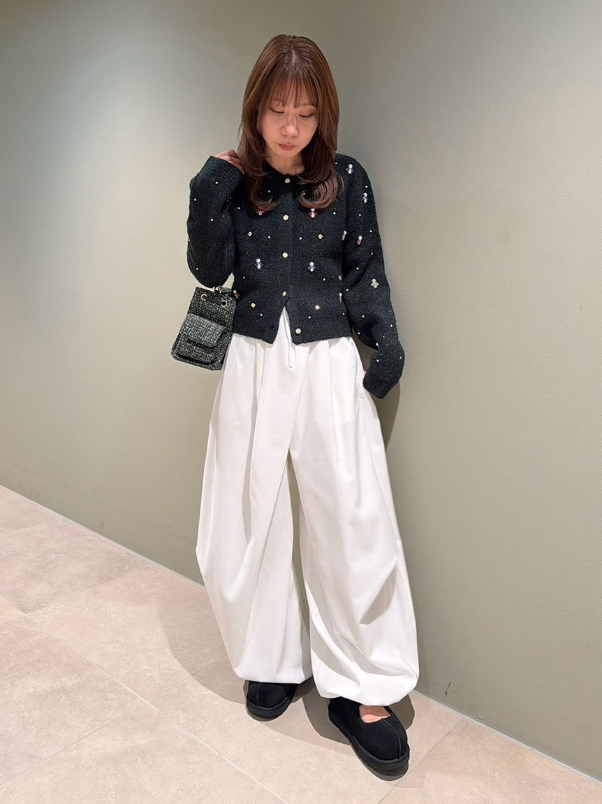 LILY BROWN「【SPECIAL PRICE】ビジューニットジャケット[L.B CANDY STOCK]」|ノーカラージャケット|
