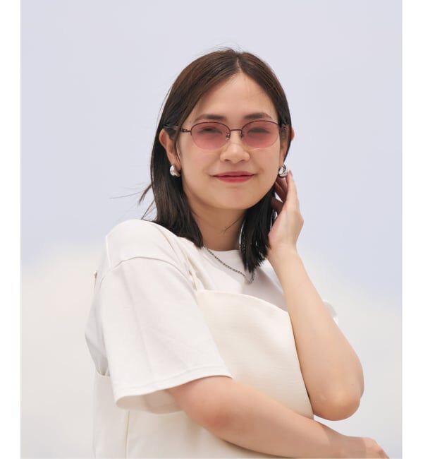  「SUNGLASSES COLLECTION オーバル型 サングラス | 軽量 メタル 紫外線対策 UVカット     」|サングラス|レッド