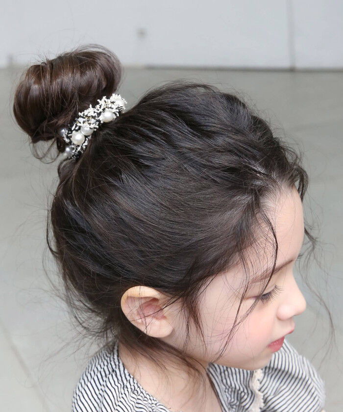 BACKYARD FAMILY「Rora シュシュ キッズ 通販 ルーム 髪飾り お団子 ヘアゴム ポニーテール ツイード パール」|ヘアゴム・シュシュ|