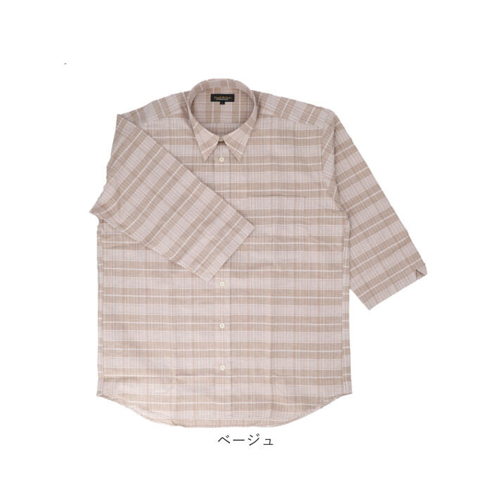 BACKYARD FAMILY「7分袖シャツ メンズ ボタンダウン 通販 メンズ シャツ サラっと快適しじらチェック ブランド」|その他|
