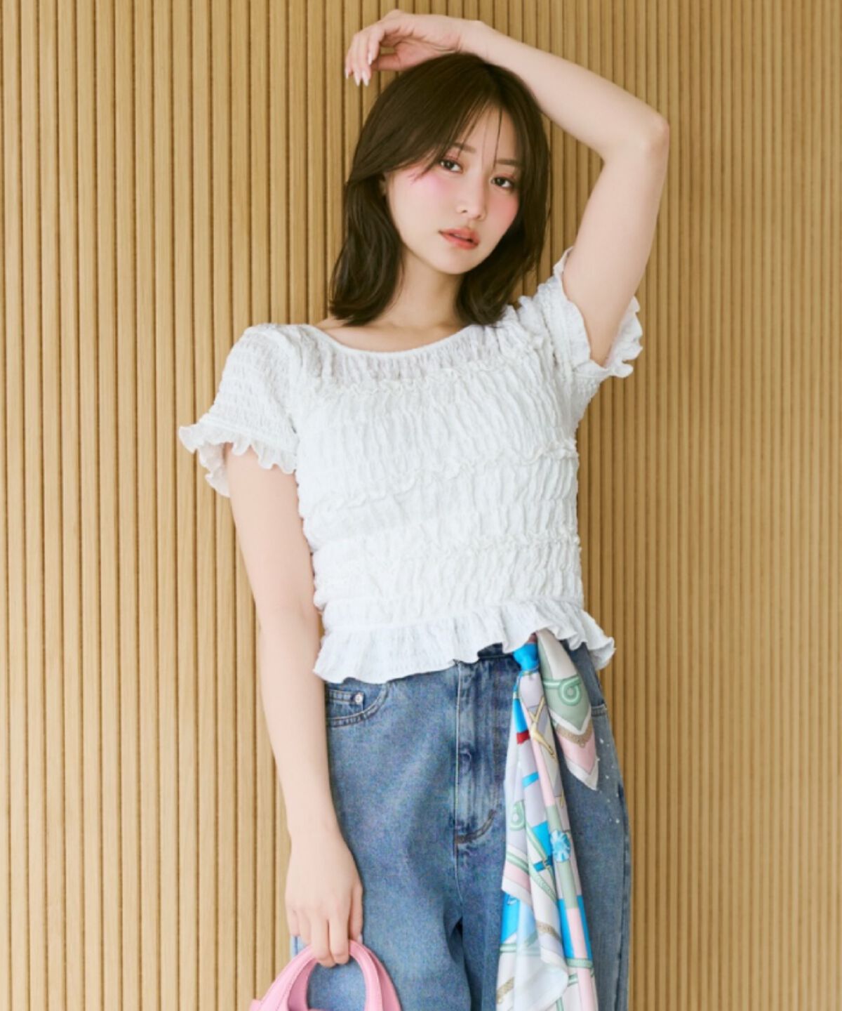 WILLSELECTION「シャーリングフリルトップス」|Tシャツ・カットソー|