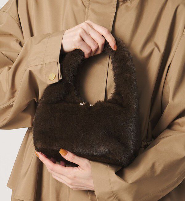 UNITED ARROWS「フェイクファー キューブ ワンハンドルバッグ」|ハンドバッグ|DK.BROWN