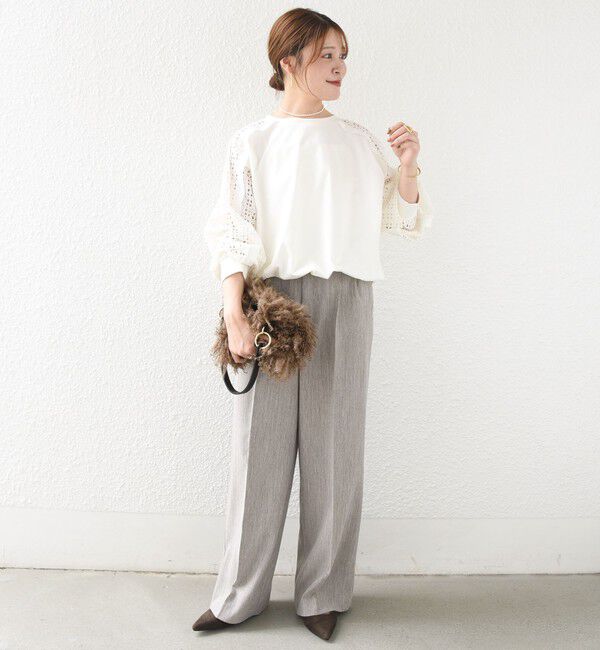 SHIPS for women「【WEB限定】〈手洗い可能〉レース コンビ カットソー」|Tシャツ・カットソー|